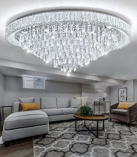 Miniatura 20 de Candelabros de Cristal Modernos para Sala de Estar, Lámpara de Techo LED Regulable con Control Remoto, Iluminación Colgante, Luz de Techo Empotrada