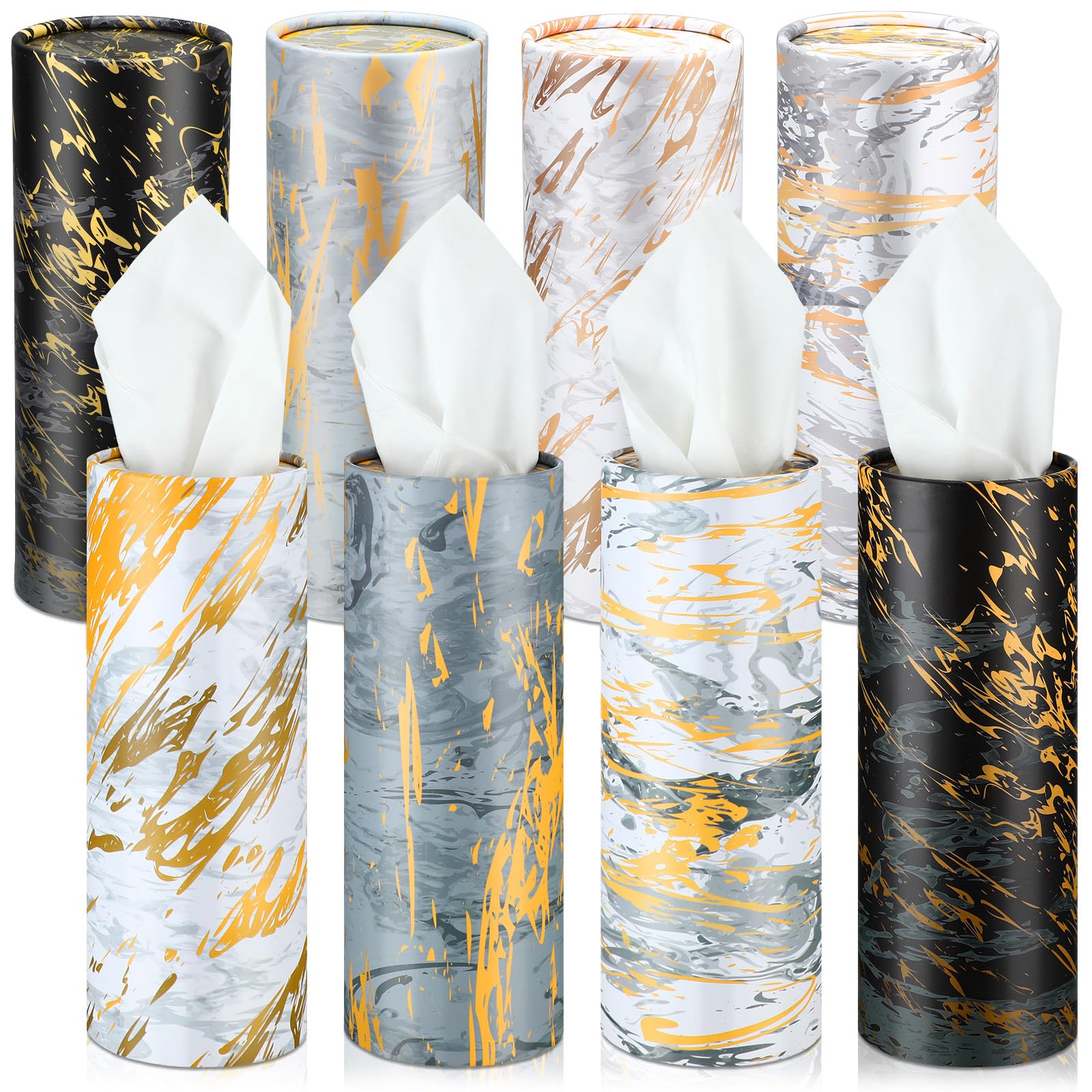 Thenshop 8 Pack Car Tissue Holder 3 Ply Facial Tissue Bulk Marble Modern