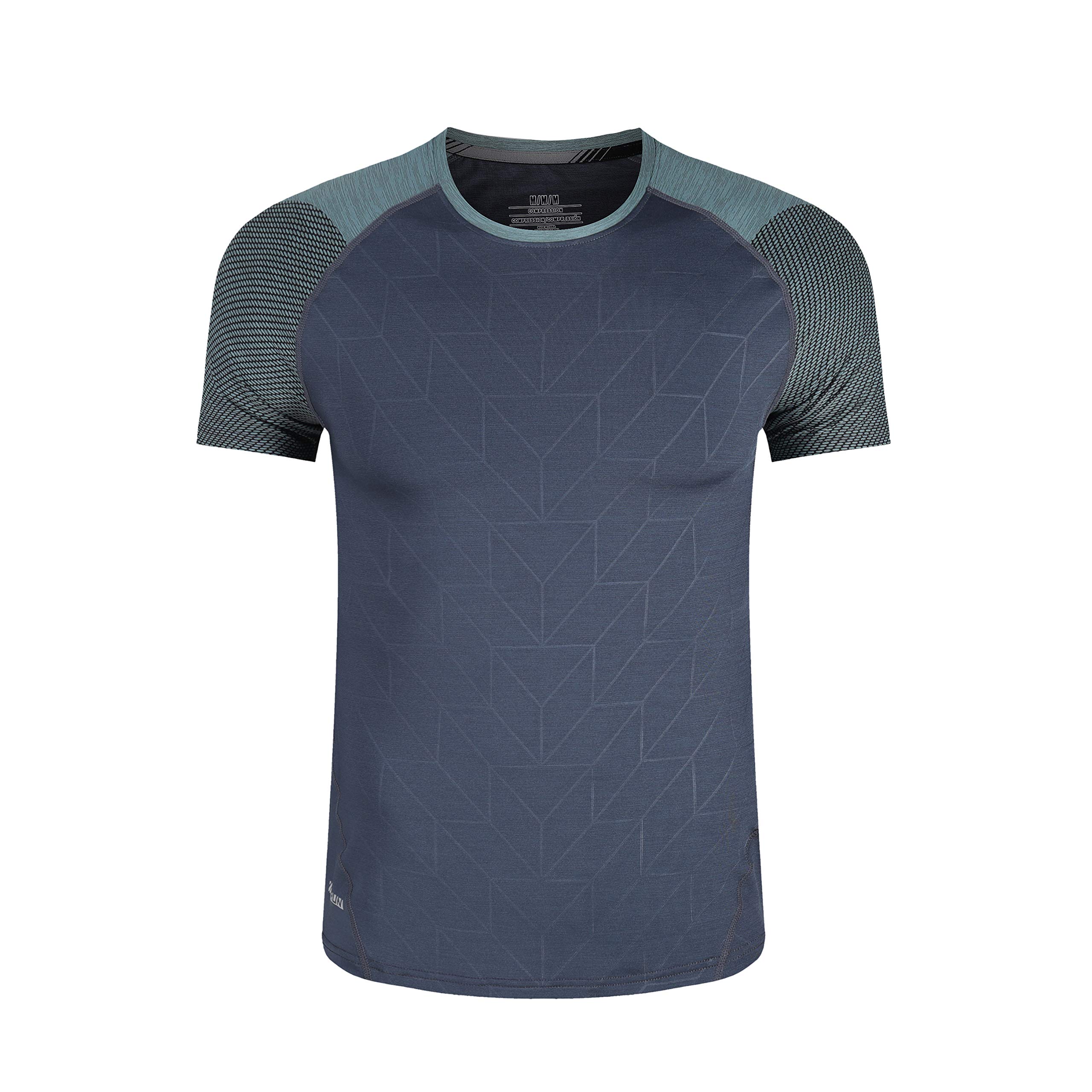 WatlowWatflow Short Sleeve Sport T-shirt Basic Compression for Men Active Quick Dry Crew Neck Athletic Running Gym Workout Lightweight Cool Dry Rashguards Tee Tops