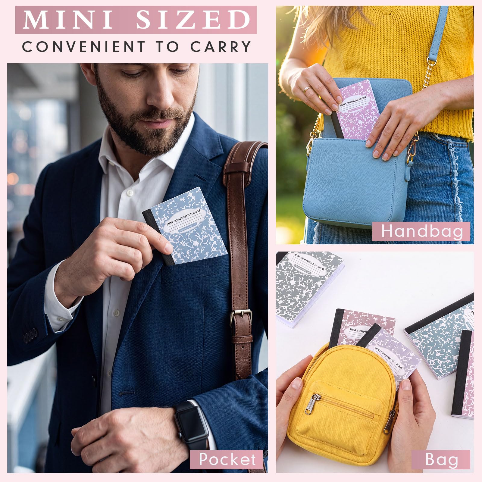 Colarr Confezione da 48 mini quaderni per composizione, copertine in marmo assortite, 11,4 x 8,1 cm, a righe strette, mini quaderni in marmo per scuola e ufficio, 120 pagine (60 fogli), 12 colori