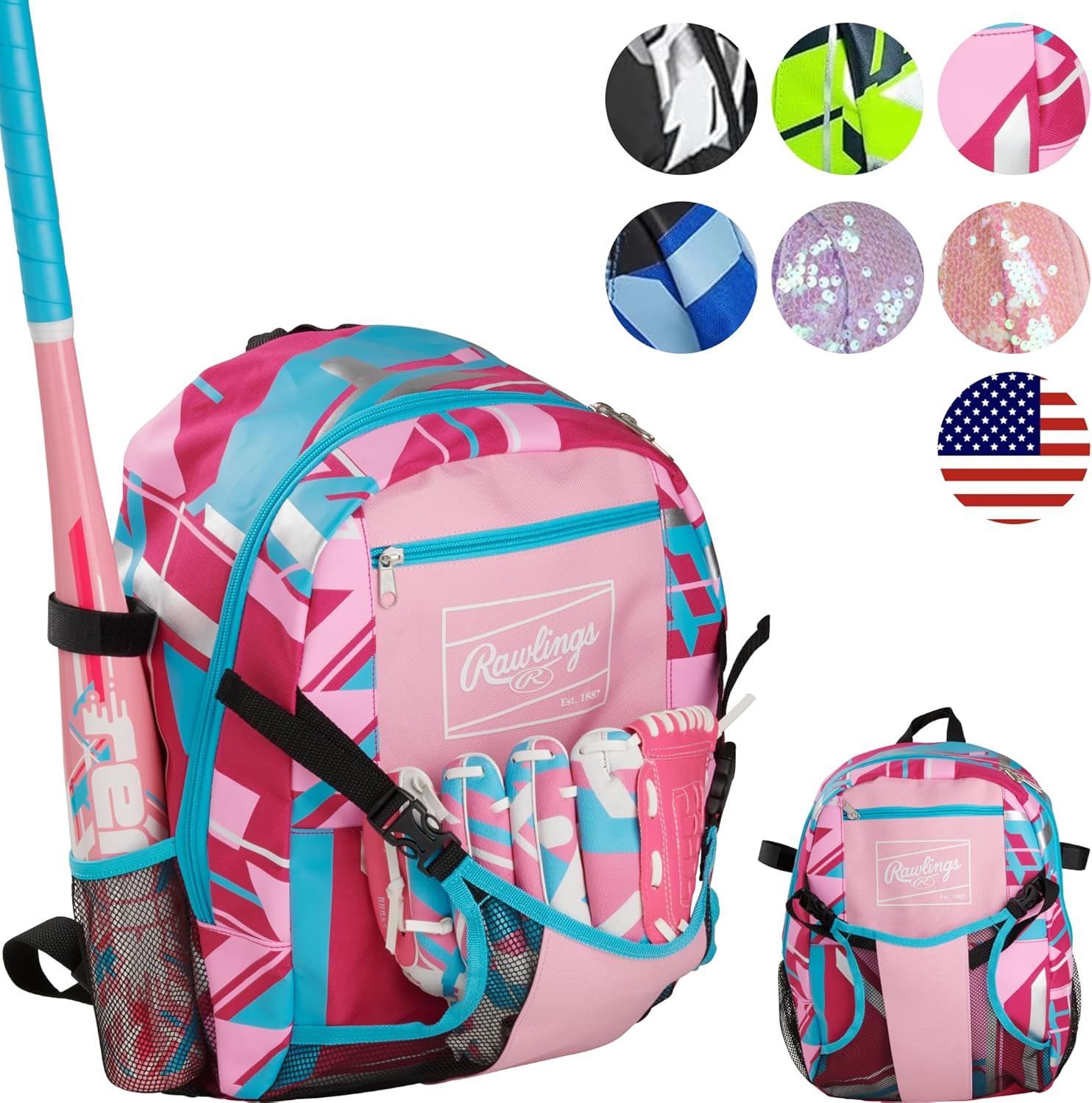Rawlings | REMIX T-Ball & Youth Backpack Equipment Bag | Baseball/Softball | Pink