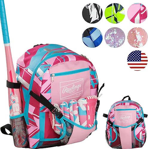 Rawlings  Bolso de Equipo de Mochila REMIX  Béisbol T-Ball y Juvenil  Sóftbol  Rosa