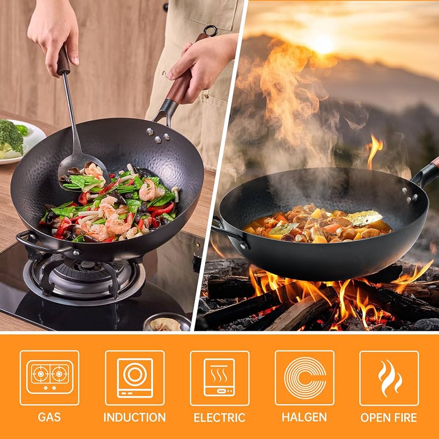 Amazon.com: WANGYUANJI 鐵炒鍋13 英吋(約33.0 公分)中國工藝炒