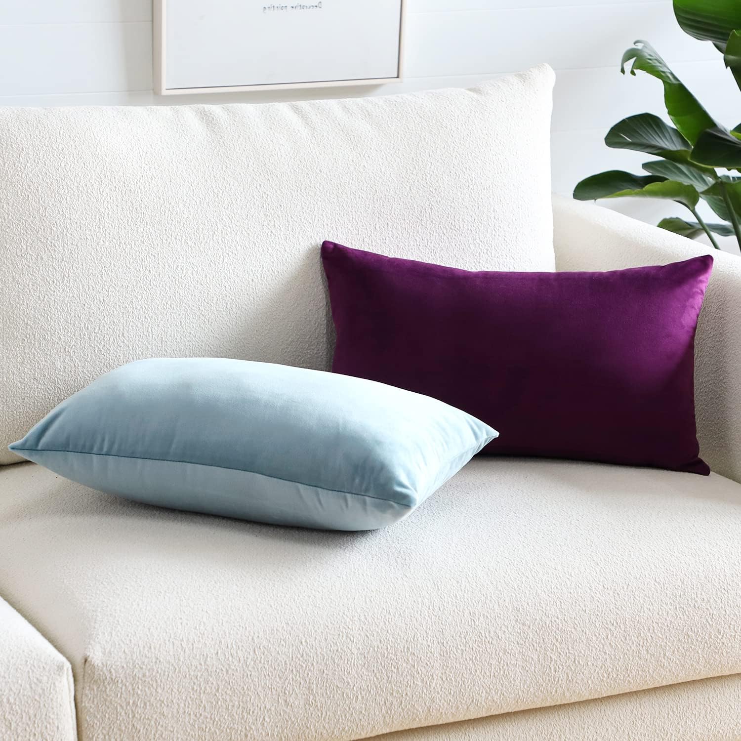 Artscope Luxury Velvet Pillow Covers Super Soft Decorative Square Throw Pillow Covers Case Cushion Covers for Sofa Couch Bedroom Car Decor 12x20 Inch Light Blue - Image 6