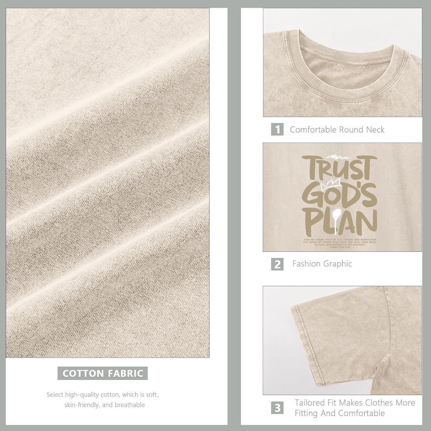 BINTEHGS God Christian T Shirts for Men Jesus Faith Shirt Acid Wash Oversized Tees Bible Verse Graphic Vintage Tshirt - Image 6