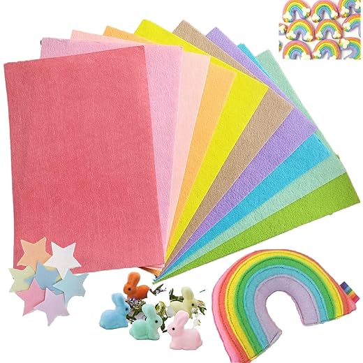 Pastel Color Felt Fabric Stiff (Hard) – for Kids School DIY Crafts, Patchwork, Embroidery Sewing Crafting Project- 10 A4 Sheets (21X31 Cms) (Combo 2)