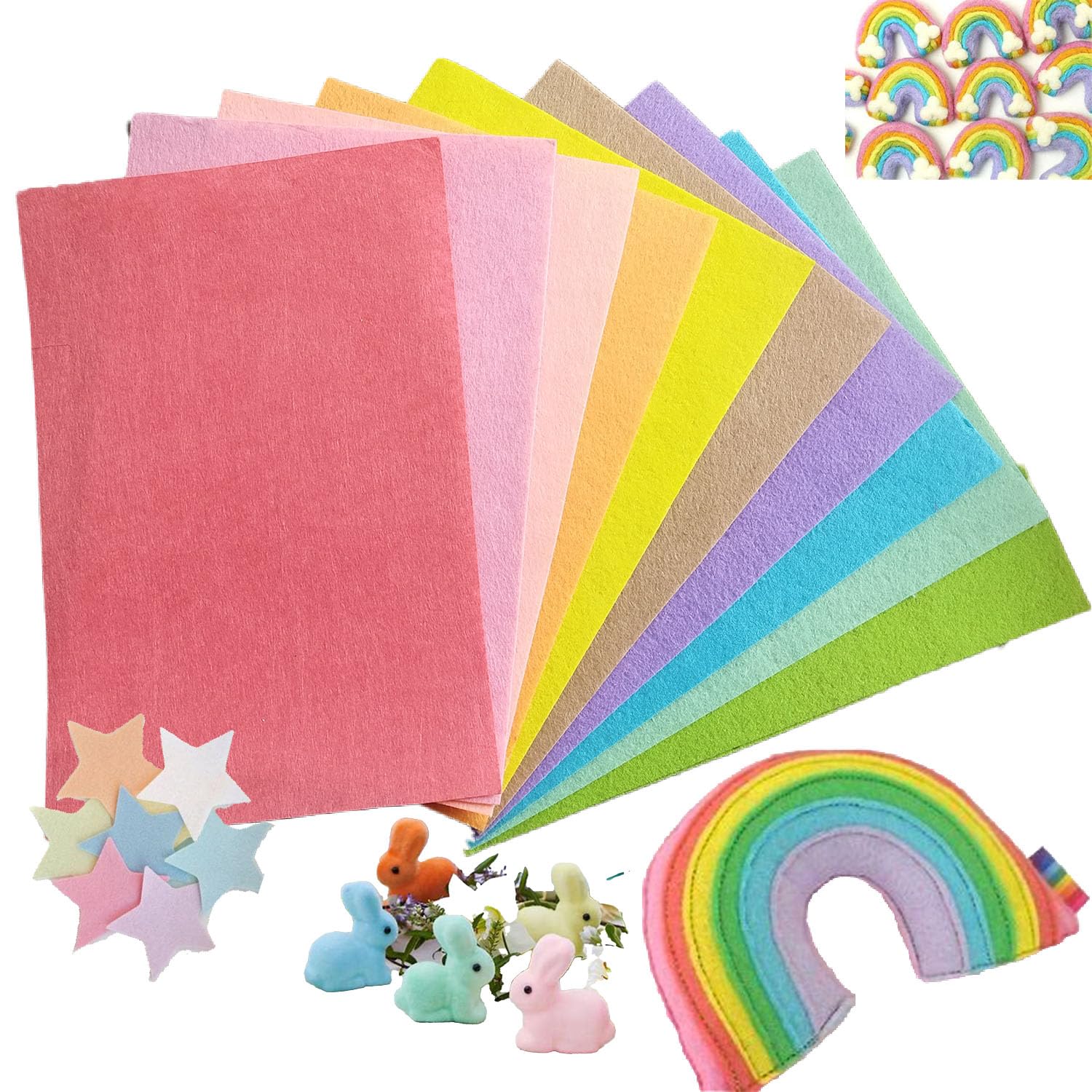 Pastel Color Felt Fabric Stiff (Hard) – for Kids School DIY Crafts, Patchwork, Embroidery Sewing Crafting Project- 10 A4 Sheets (21X31 Cms) (Combo 2)-image-49