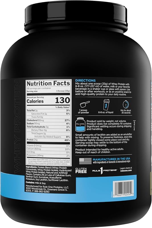 Rule 1 Proteins Whey Protein Powder, Vanilla Ice Cream, 68 Servings image 2