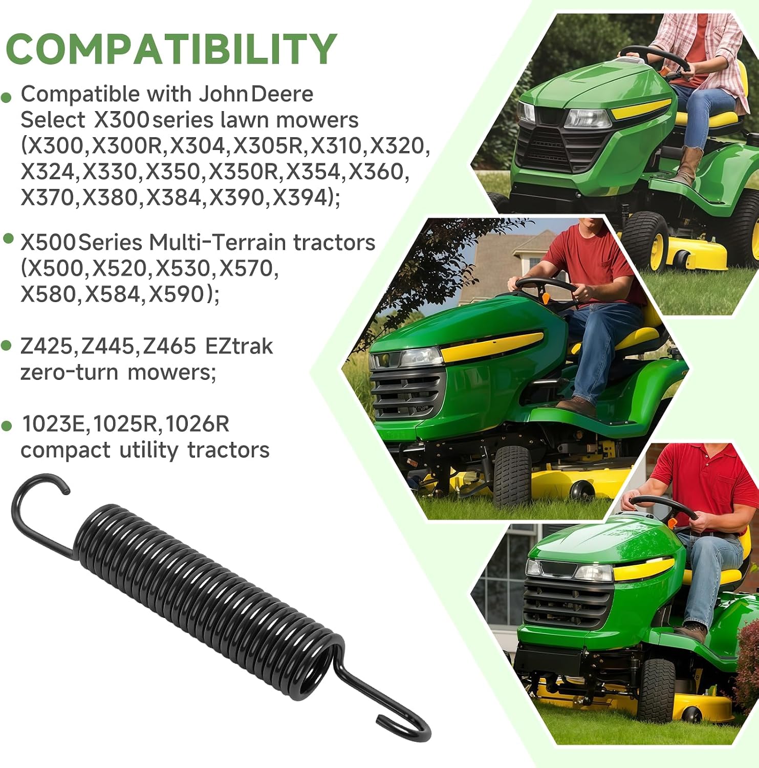 M158756 Extension Spring Compatible with John Deere X300, X500, Z400, 1023E, 1025R Series Lawn & Garden Mower, Compact Utility Tractors, Snow Blower Replacement Parts, Replaces M157886