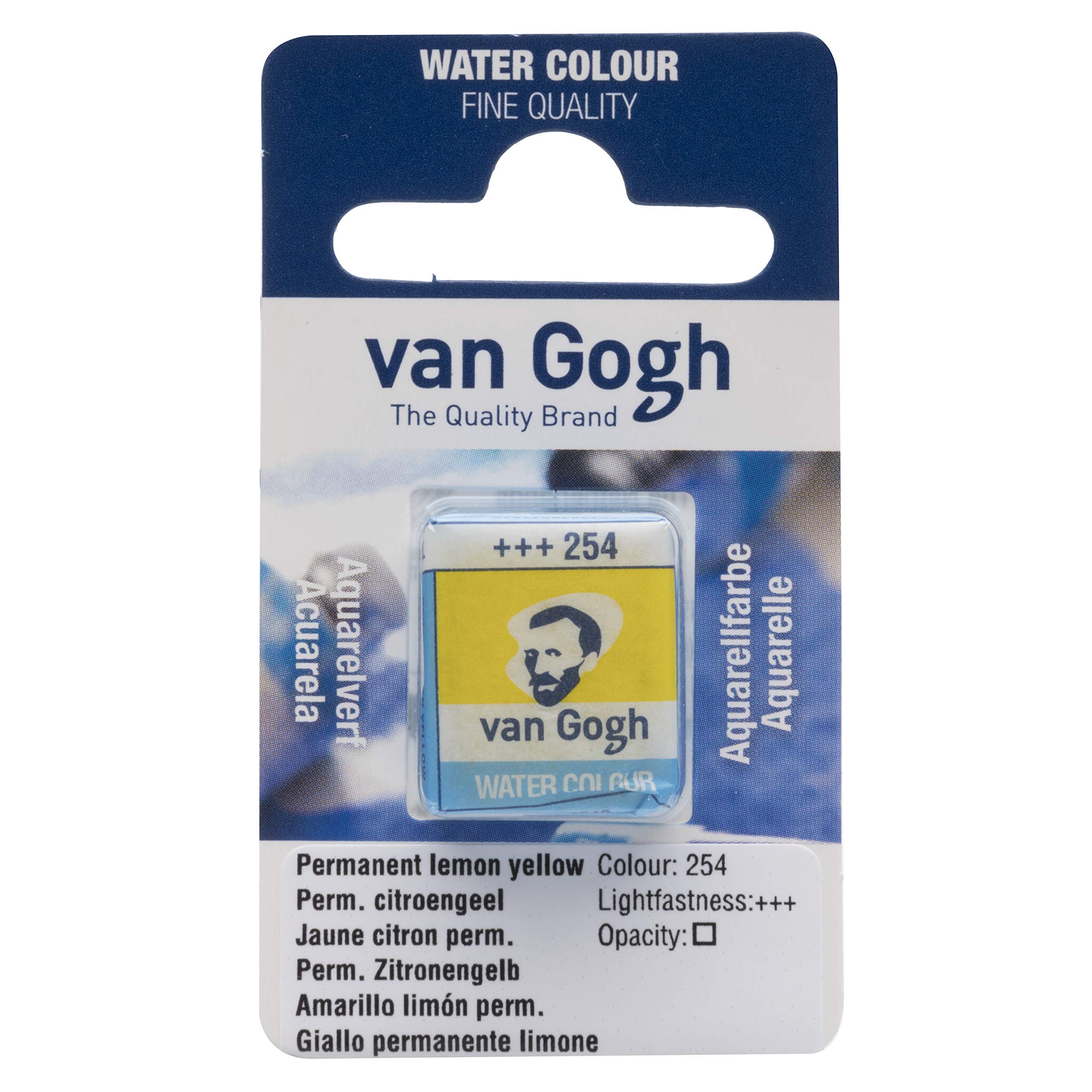 Van Gogh Watercolour Paint, Half Pan, Permanent Lemon Yellow 254
