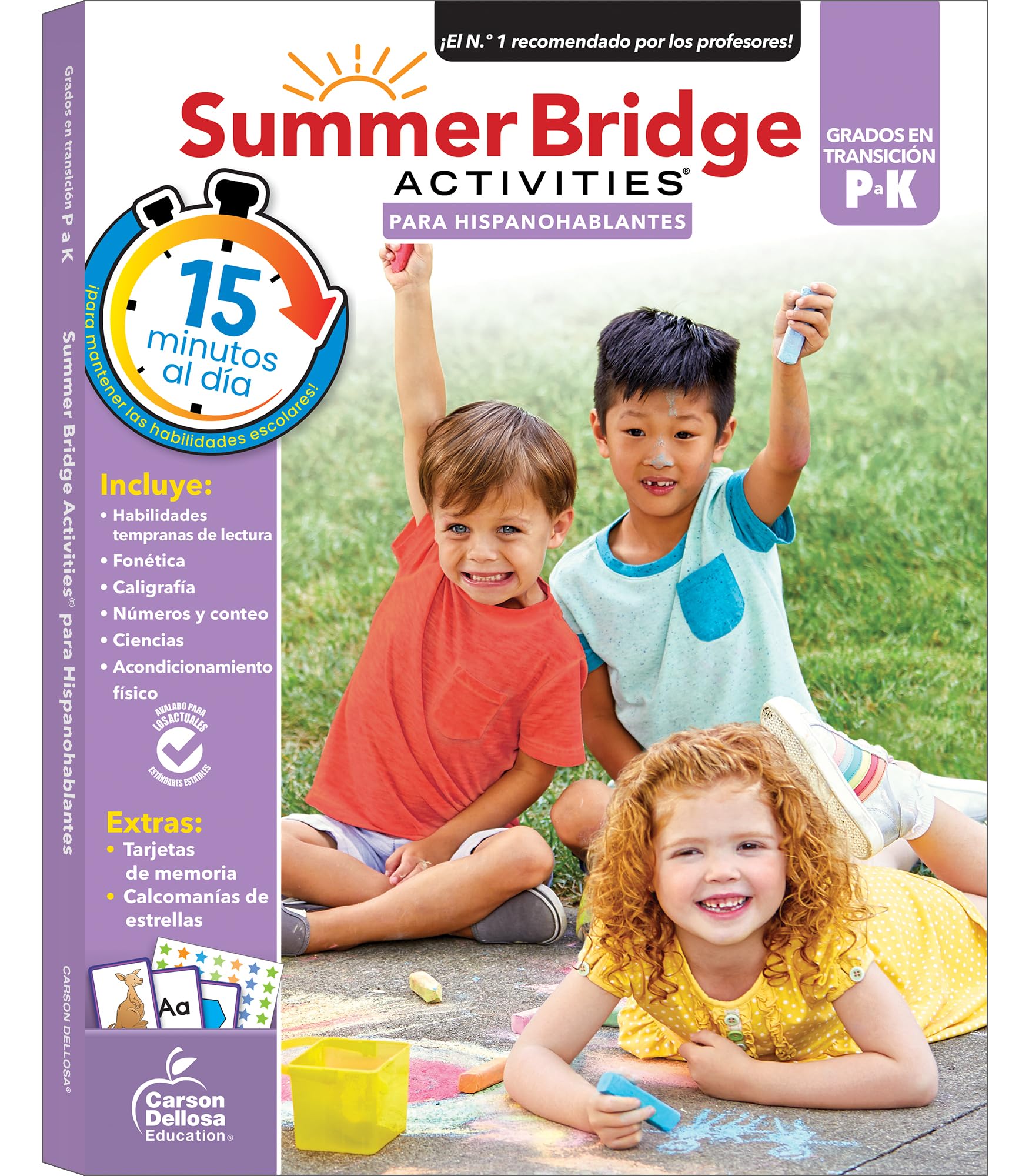 Summer Bridge Activities Spanish Preschool to Kindergarten Workbooks, PreK & K Toddler Activity Book With Phonics, Math, Science, Handwriting Practice, Early Learning Skills, and Flash Cards