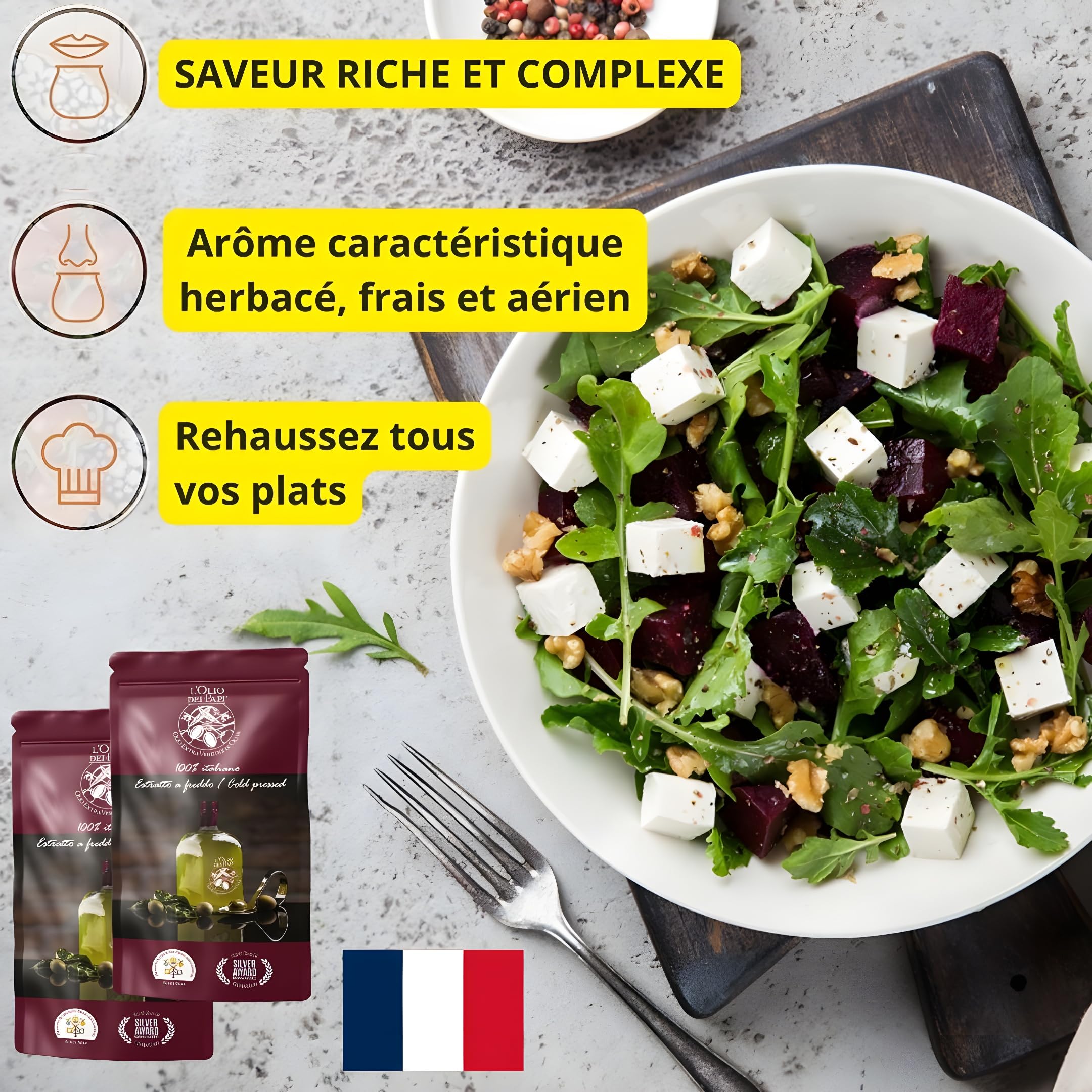 L'Olio dei Papi 100% Huile d'Olive Extra Vierge Italienne extraite à froid des oliveraies centenaires des anciennes terres des Papes 0,5 LT (étui)