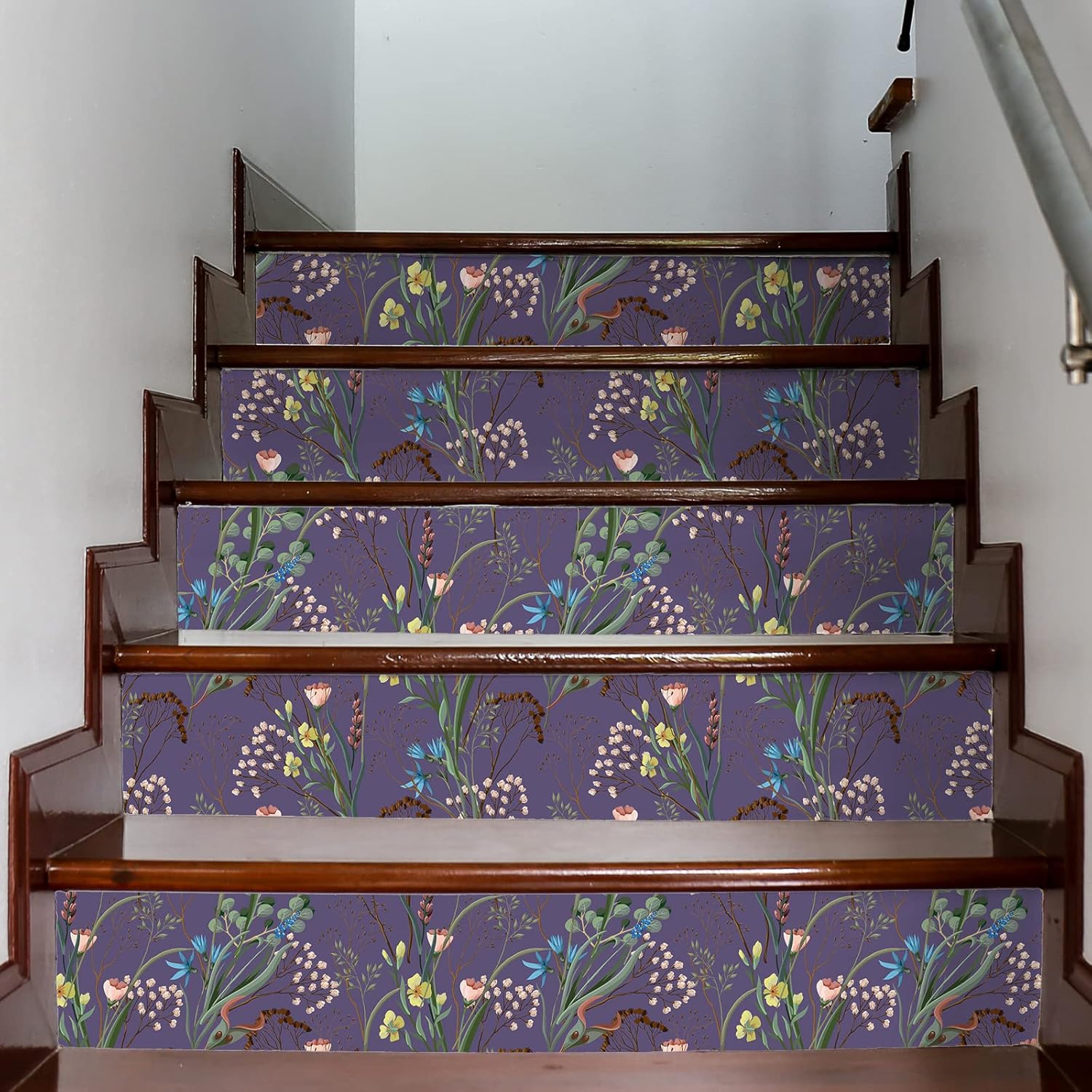 VEELIKE 17.7''x118'' Vintage Wildflowers Floral Peel and Stick Wallpaper Purple Botanical Wallpaper Stick and Peel Purple Contact Paper for Walls Cabinets Removable Floral Mural for Bedroom Bathroom