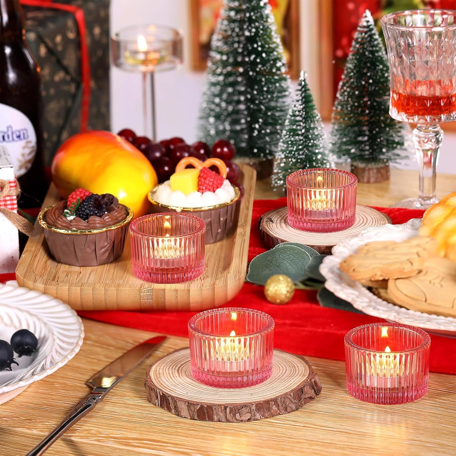 Lanttu 12 Pcs Pink Tealight Candle Holder 2'' x 1.4'' image 5