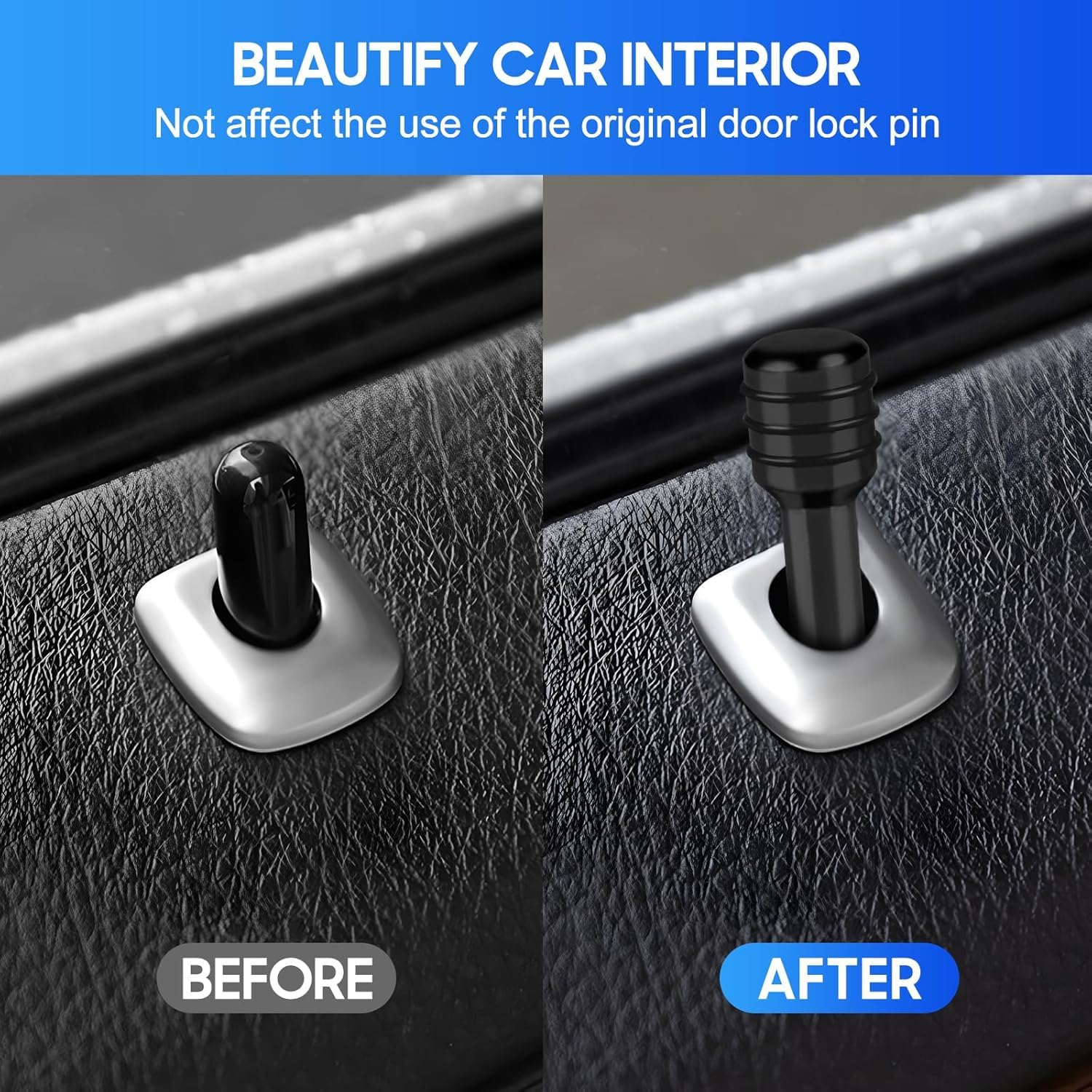 Qutipek Aluminium Car Door Lock Knob 4 PCS Door Knob Pull Pins for Alto 800 Car Accessories Universal for All Cars (Black) 1