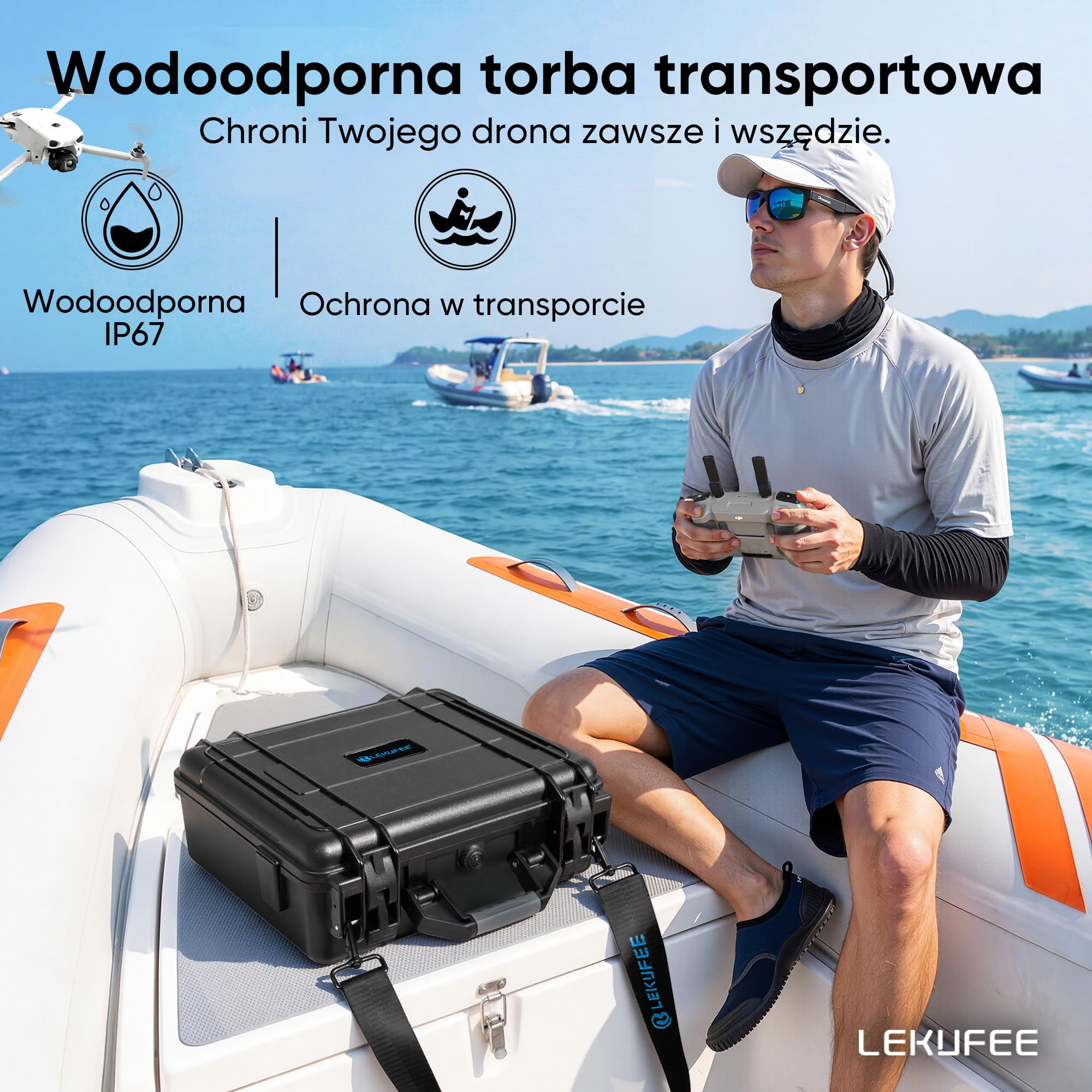Lekufee Wodoodporna Twarda Walizka Transportowa dla DJI Lito X1, Lito 1 Drone, Fly More Combo, DJI RC 2/RC N3, Baterii (6 szt.), Stacji Ładującej i innych akcesoriów (tylko walizka)