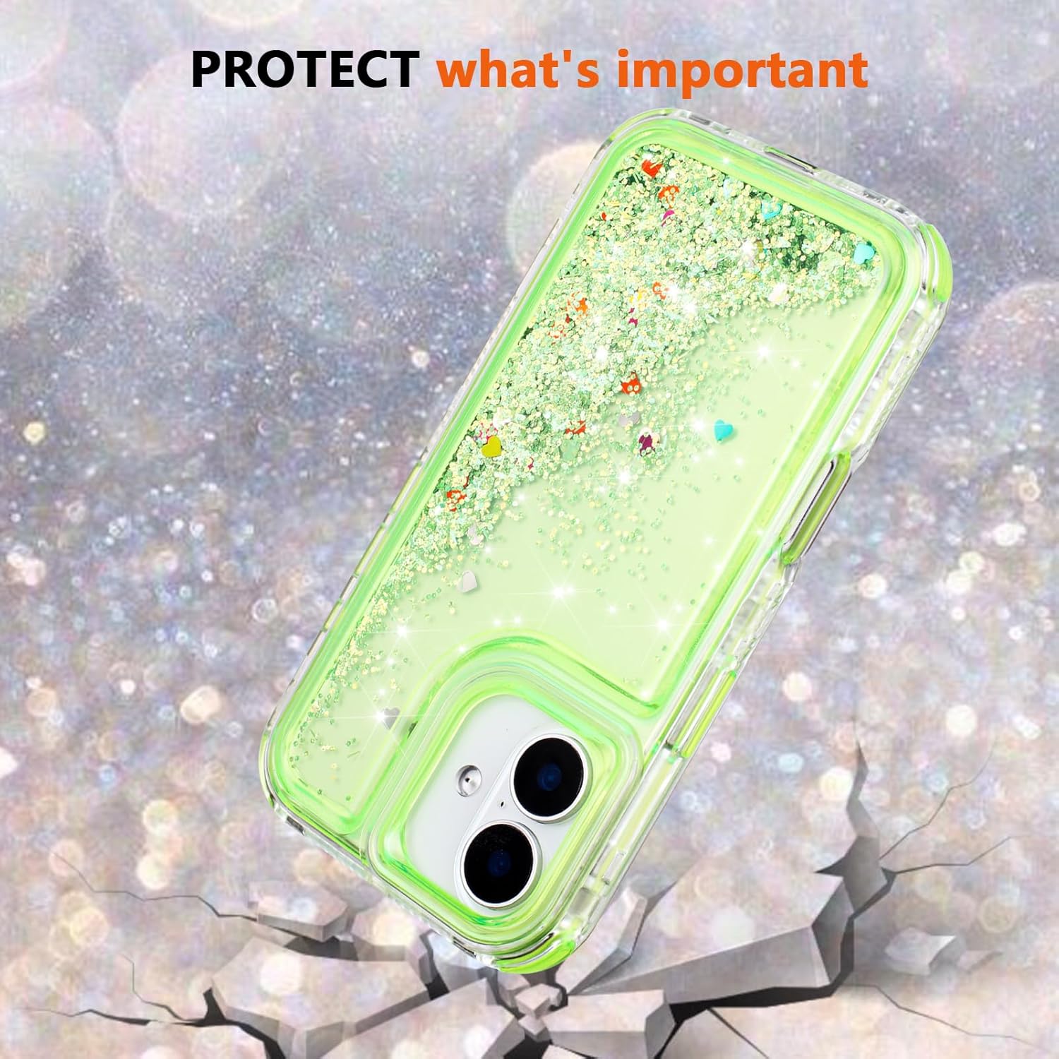 Tikoo Designed for iPhone 16 Case Glitter for Women Girl Clear 3-in-1 Heavy Duty Protective Phone Cover with Floating Liquid Quicksand Bling Sparkly Cute Case for iPhone 16 6.1” - Image 8