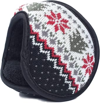ofoot Womens/Girls Thick Winter Warm Knit Caps Beanie Hats with Earflaps Pompom Braids Childrens Mittens Foldable Earmuffs