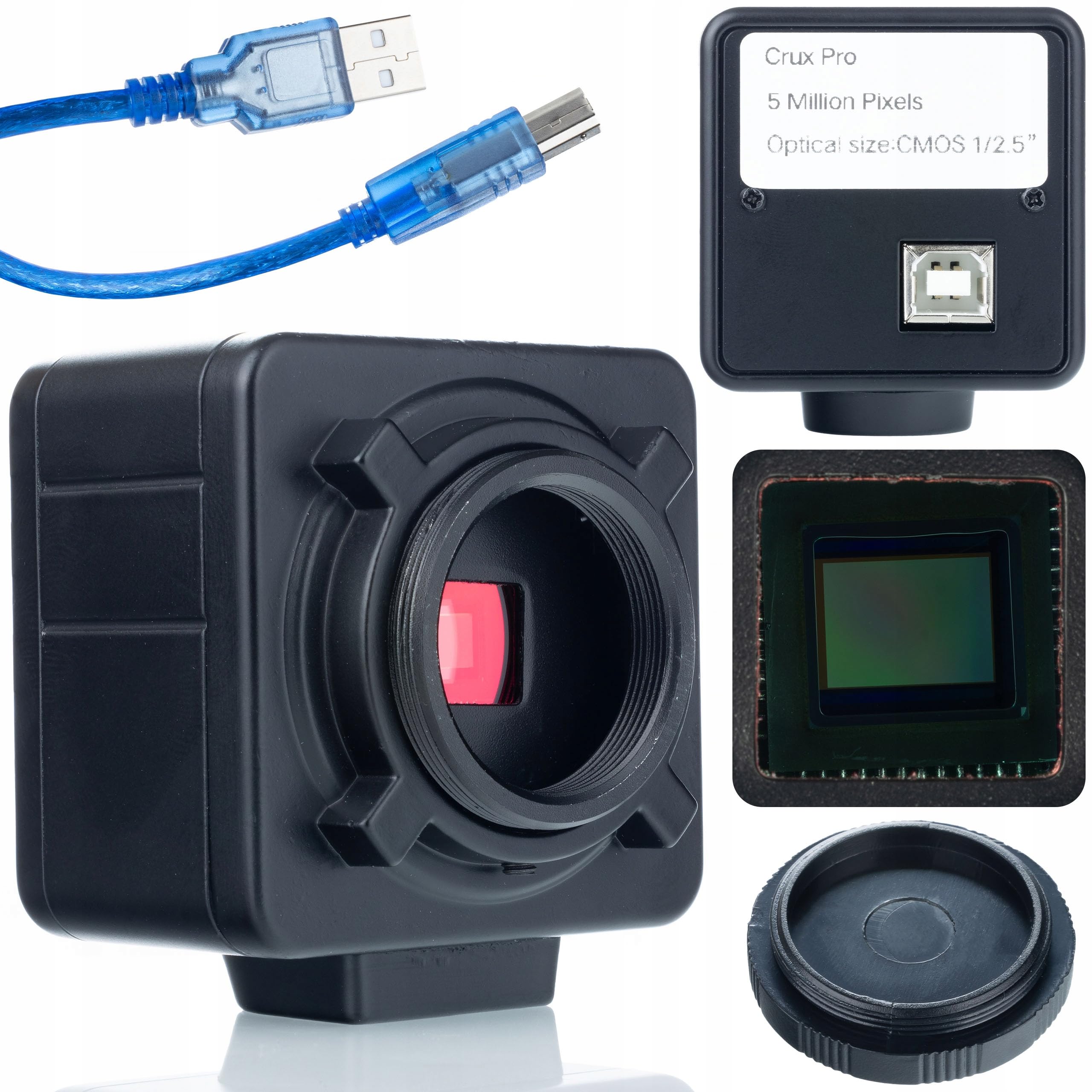 Rosfix Earth Pro MCEP-0.5X - Microscopio digital con cámara Crux PRO 5MP HDMI USB y alfombrilla de silicona 380 × 260 mm | zoom 7-45x | C-Mount | para laboratorio, industria, electrónica