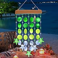 Vista 9 de Toodour Campanas de viento solares para exteriores, regalos de cumpleaños para mujeres, mamá, abuela, impermeables, 2 modos, conchas, luces solares