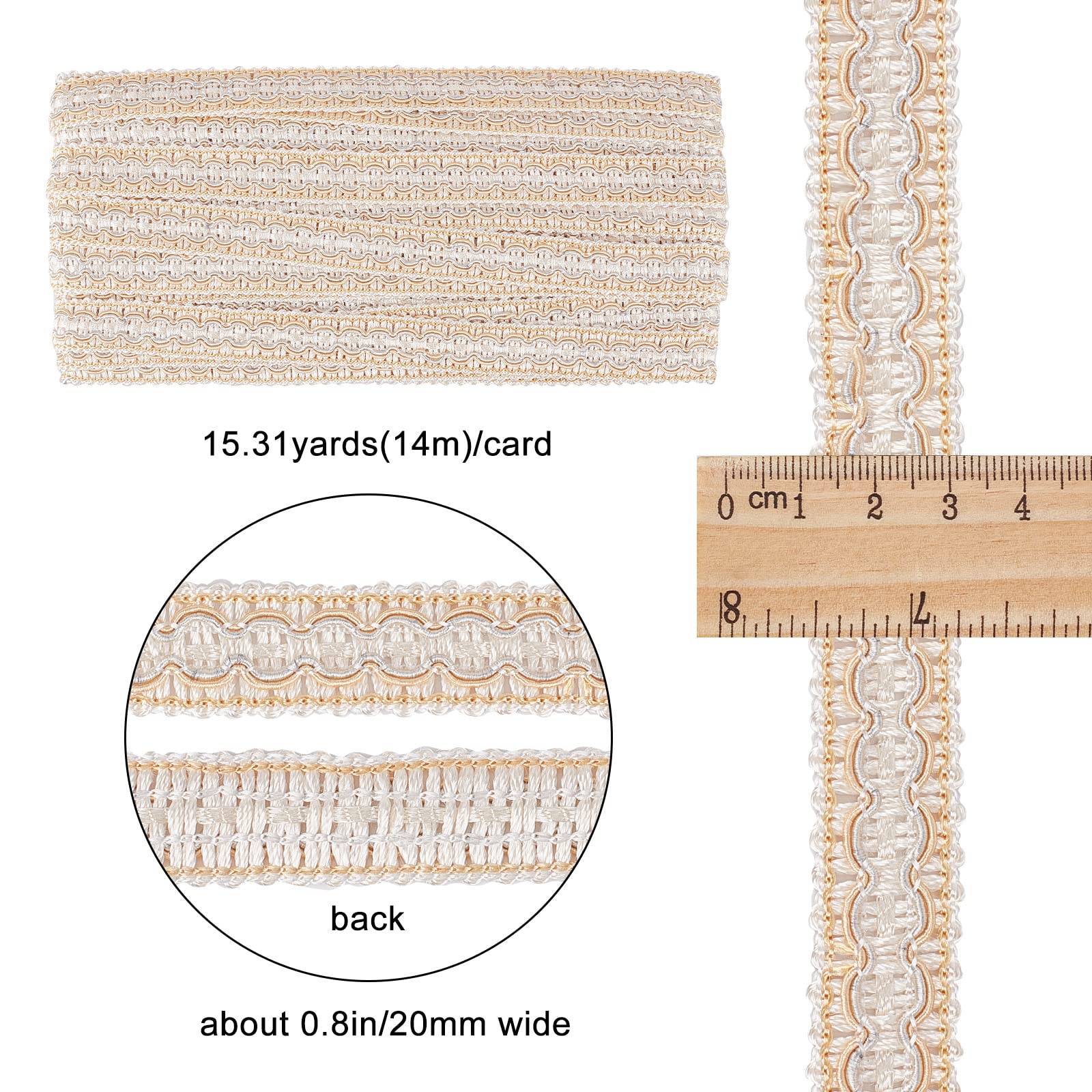 Nastro Treccia Poliestere Nero 1/2 Pollice - 20 Metri, Per Cucito, Tappezzeria E Decorazione