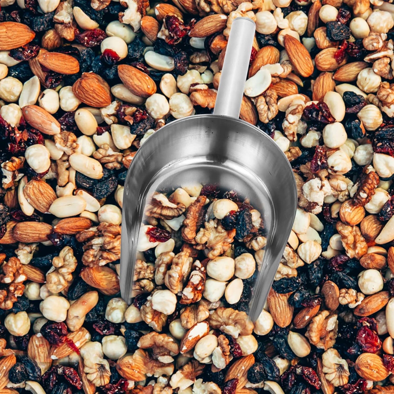 Ice Scoop Food Flour Shovel: Stainless Steel Ice Scooper Flat Bottom Bar Ice Flour Utility Scoop for Kitchen Popcorn Candy Coffee Beans Silver