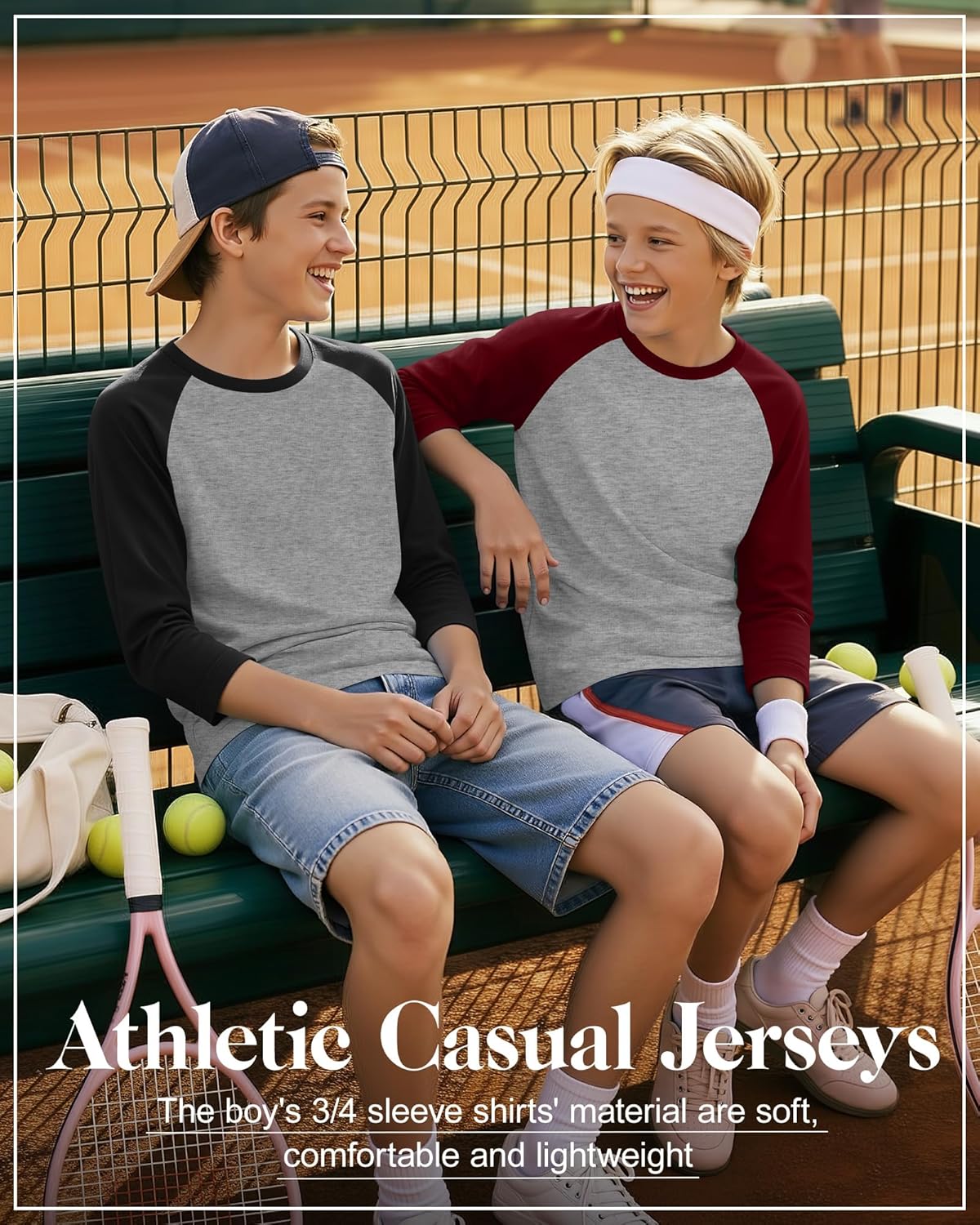 3 Pack Boy's Baseball Shirts 3/4 Sleeve Raglan Crew Neck Tops Teens Athletic Casual Jerseys 5-14 Old