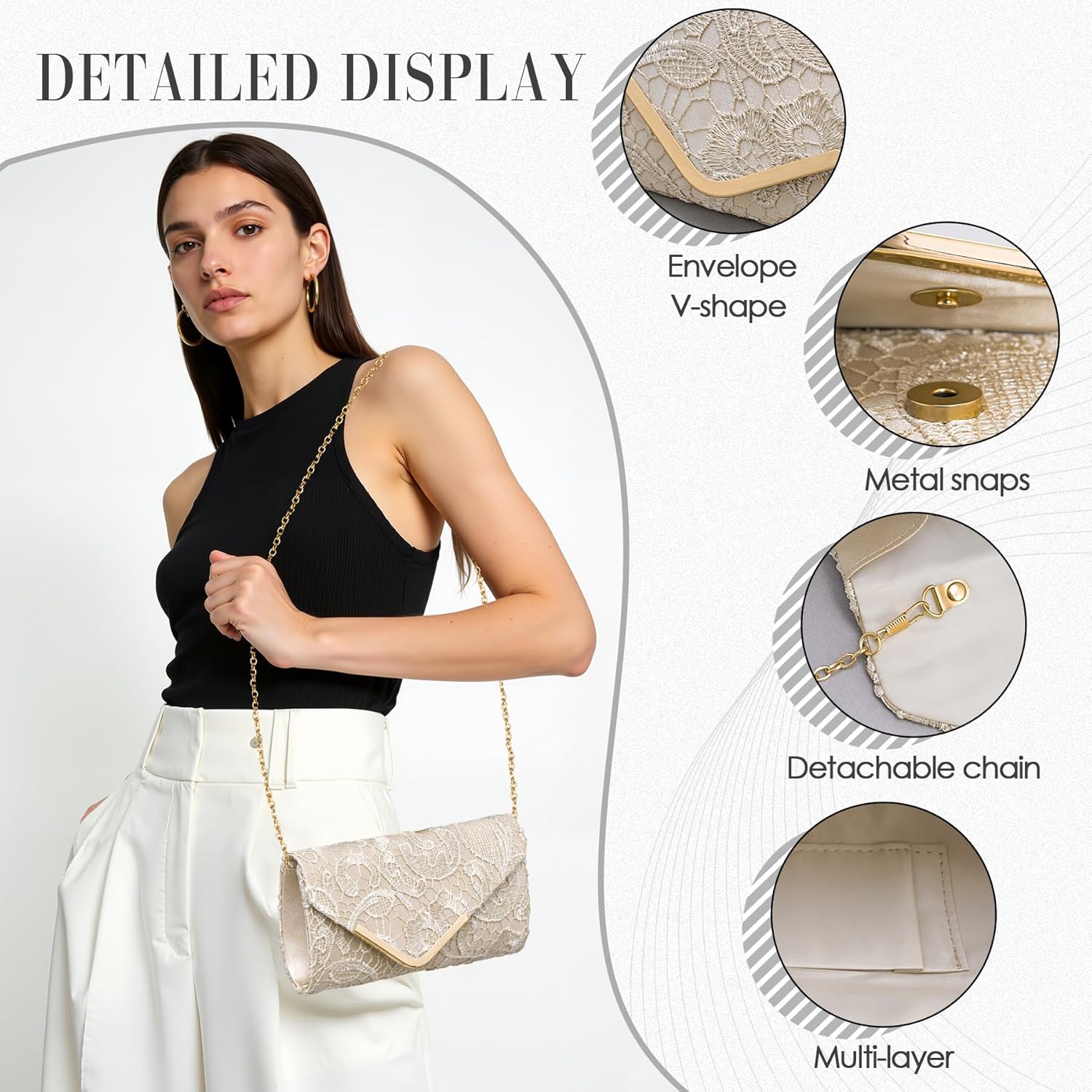 Larcenciel Clutch Purses for Women, Shiny Sequin Envelope Clutch Evening Bag with Chain, Fashion Sparkly Party Prom Purse - Image 4