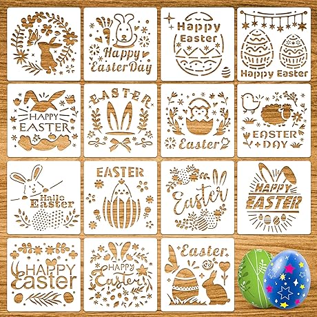 15 Pcs Easter Stencils For Happy Spring Decorations