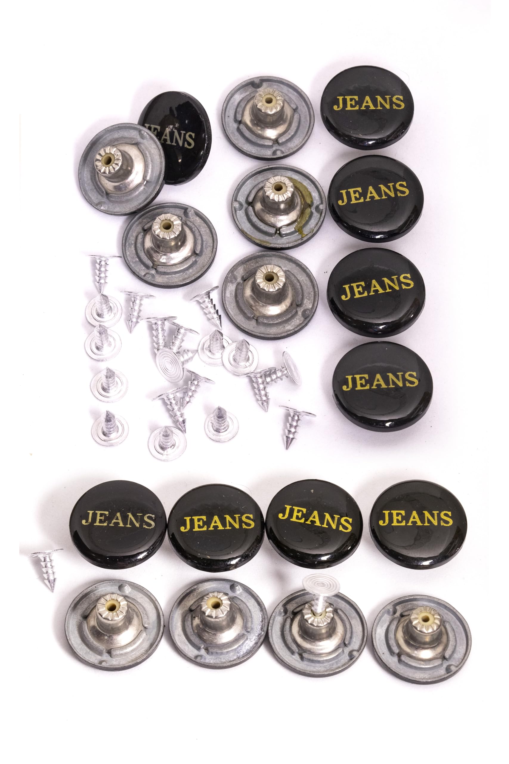 12 Set 20mm No-Sew Jeans Buttons with Pins – Instant Snap-On Replacement Buttons for Denim Pants and Jackets