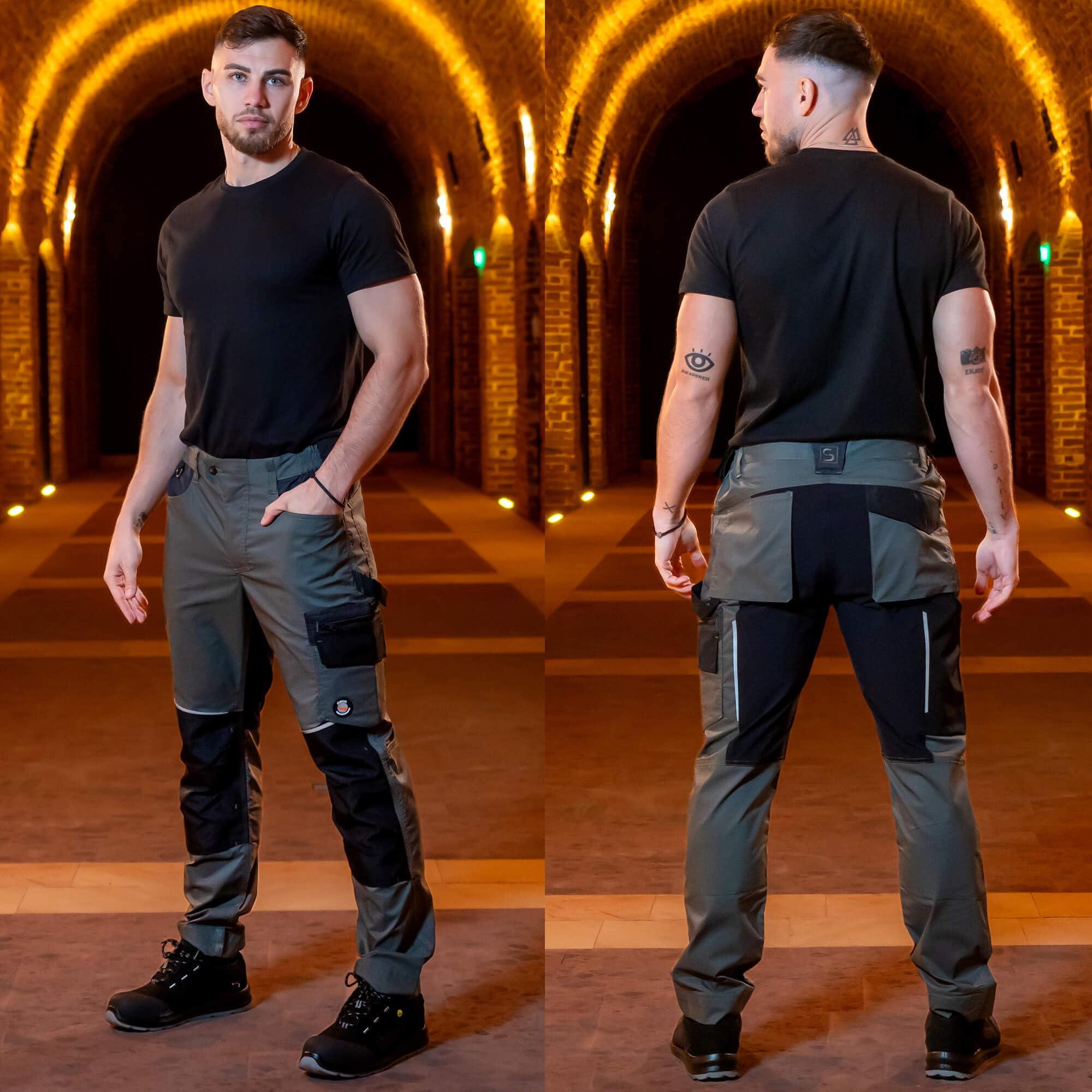 Stenso Revolt Arbeitshosen Männer Stretch - Arbeitshose Herren Aus Ripstop Mit Elastischem Bund Und Dreifachnähten Für Handwerk, BAU, Industrie