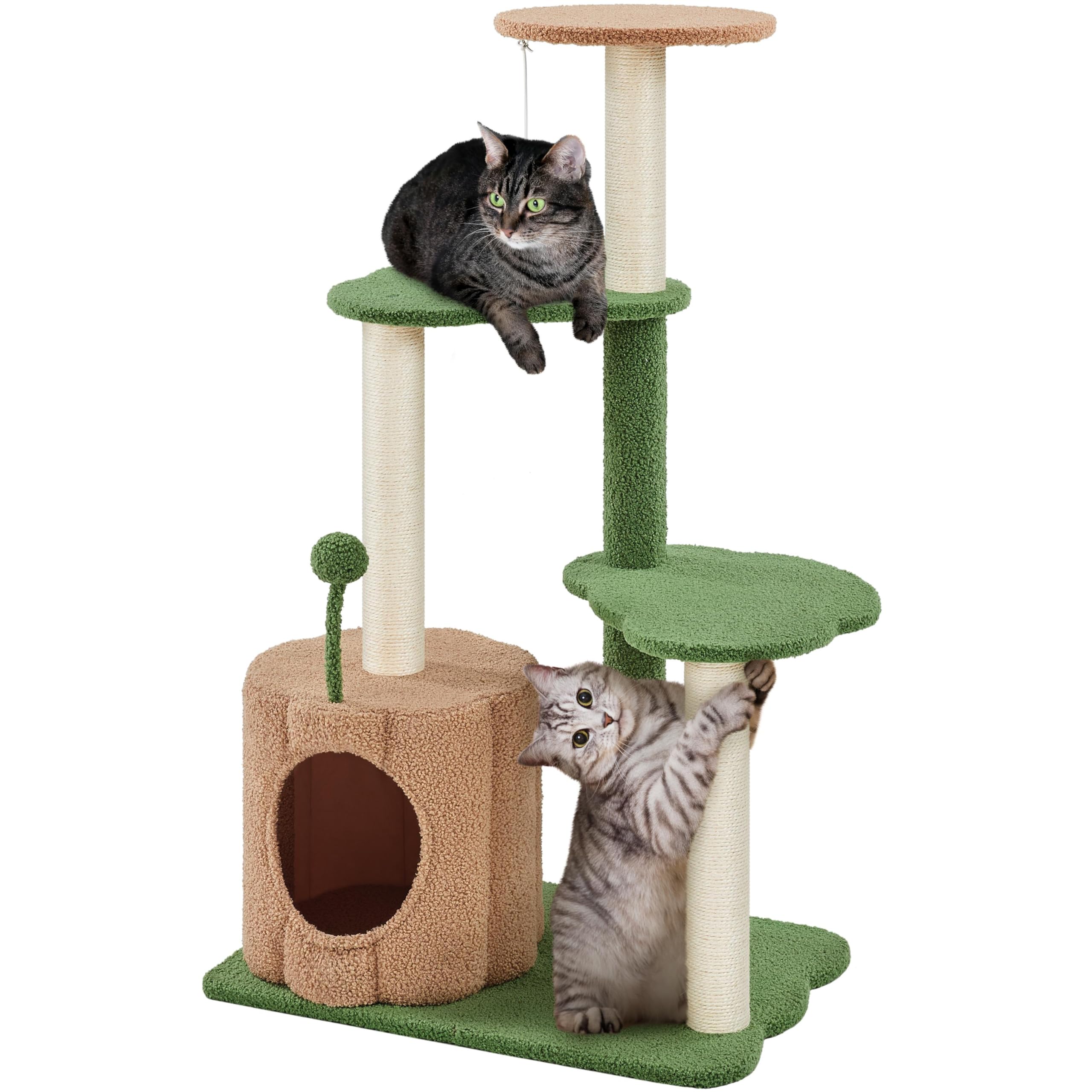 Yaheetech Pumpkin Cat Tree, 42in Cat Condo with Multi-Level Perches, Stable & Sturdy Bed Furniture with Sisal Scratching Posts Teasing Ball for Indoor Kitten