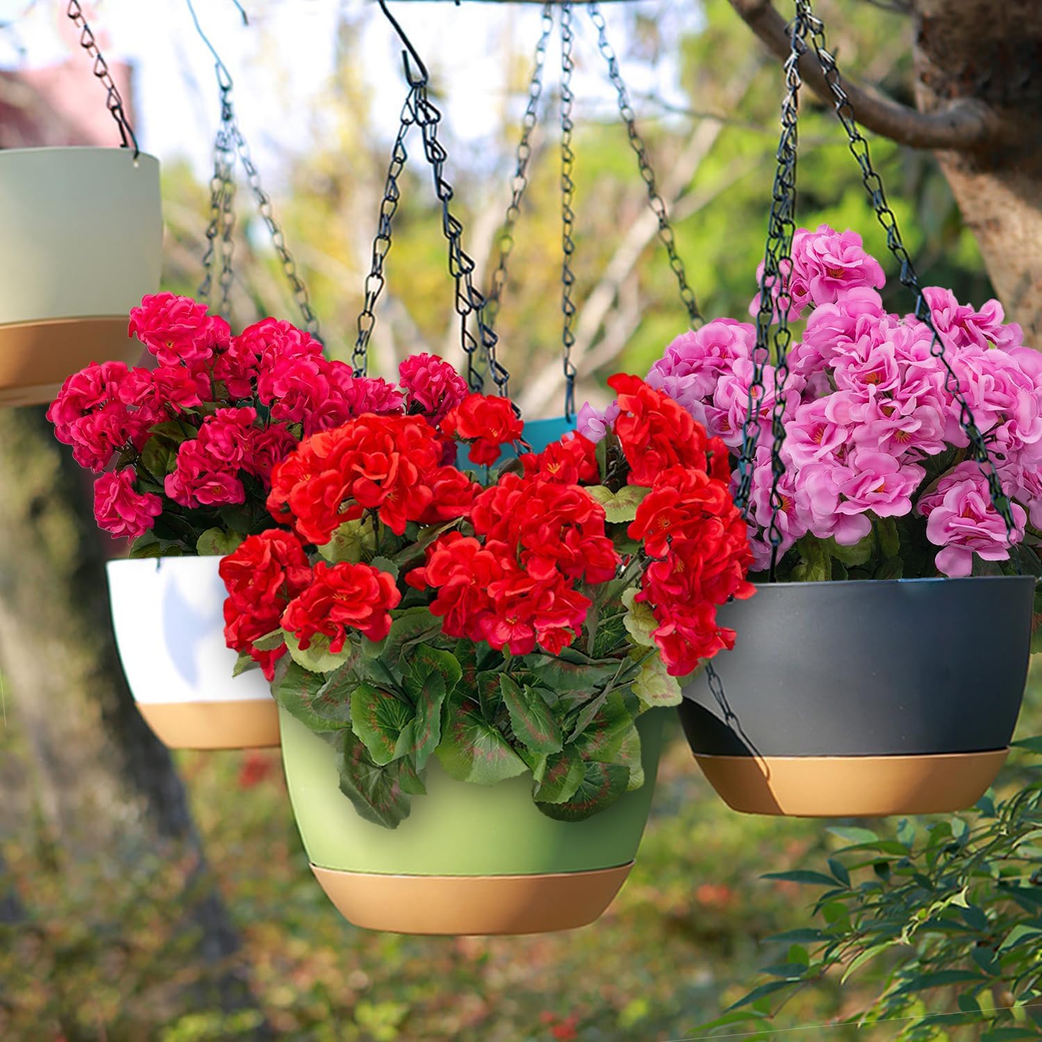 6PCS Artificial Geraniums Outdoor Flowers, Faux Red Geraniums Artificial Flowers Plants Outdoor UV Resistant Plants, Realistic Silk Flowers for Cemetery, Front Porch Decor, Table Centerpiece