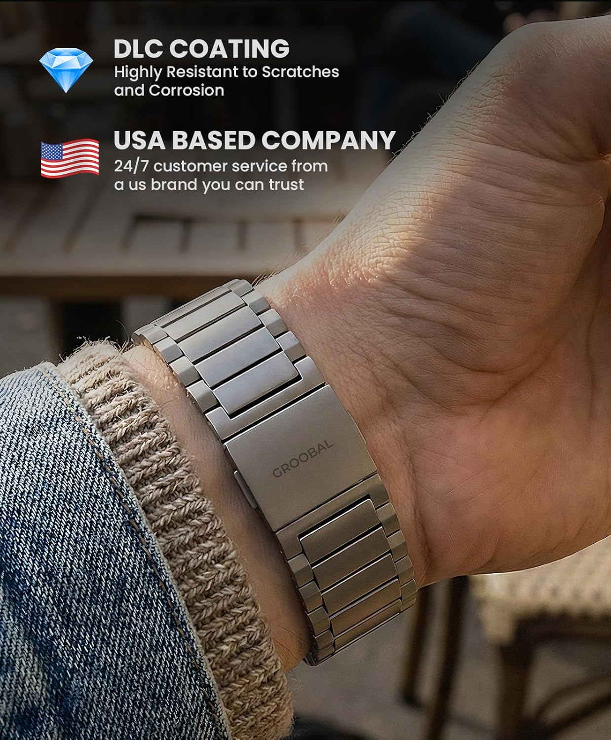 Titanium Band for Apple Watch Ultra 3/2/1 49mm & Series 11/10 46mm, Grade 5 Titanium Apple Watch Ultra Band for Men with Magnetic Clasp, Durable DLC Scratch Resistant Metal Ultra 3 Watch Band - Image 5