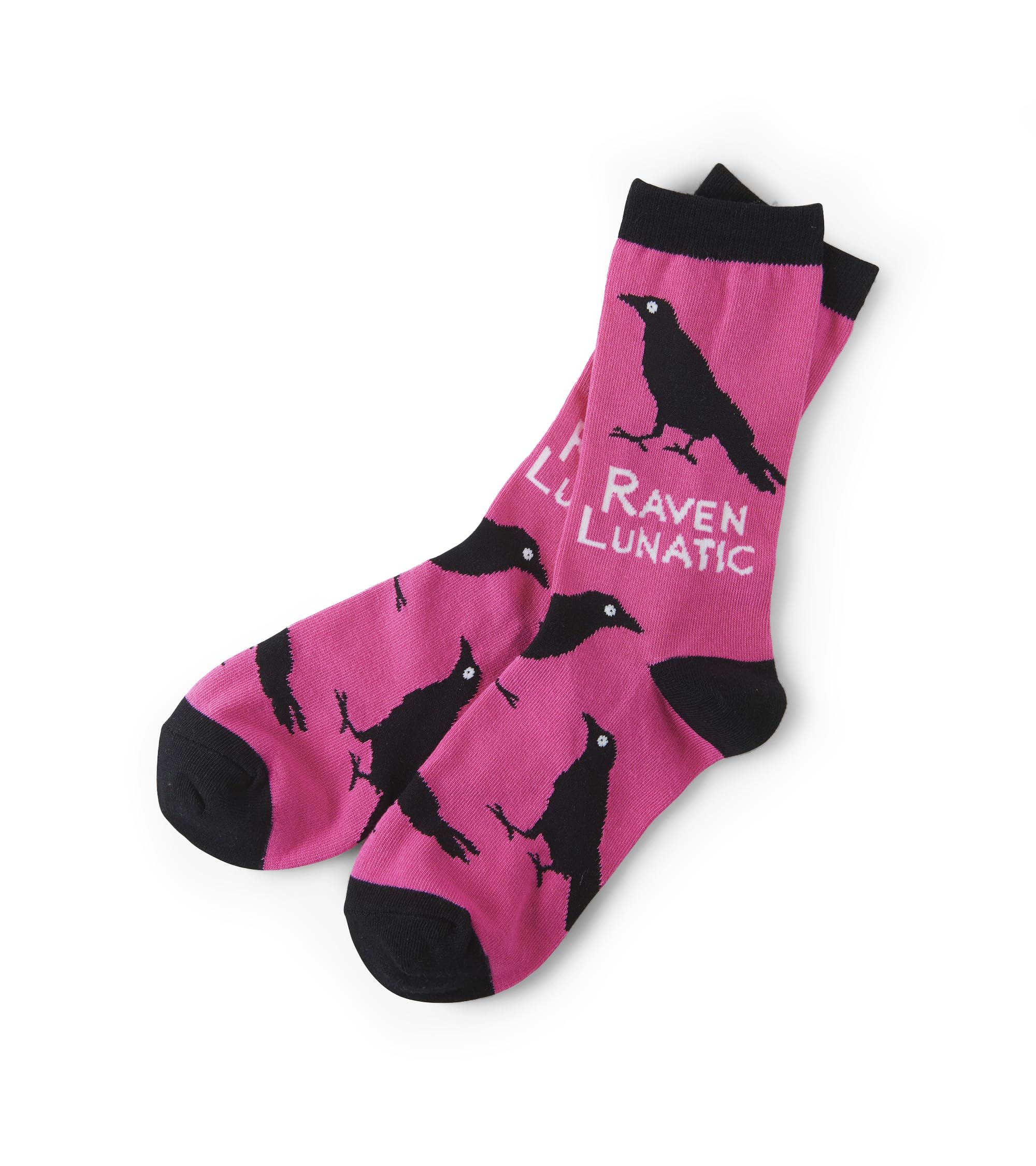 Little Blue House Women's Printed Crew Socks, Raven Lunatic, One Size