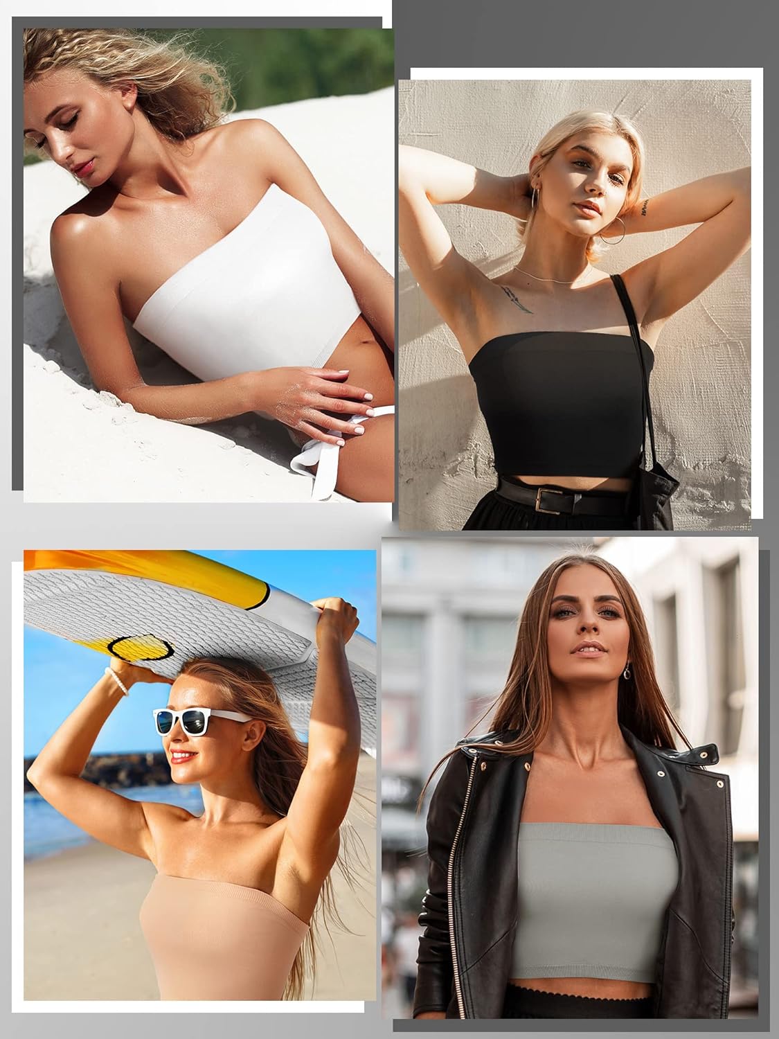 4 Pcs Tube Tops for Women Strapless Basic Bandeau Bra Seamless Stretchy Sports Causal Bralettes Non Padded Bra for Women Girl - Image 6
