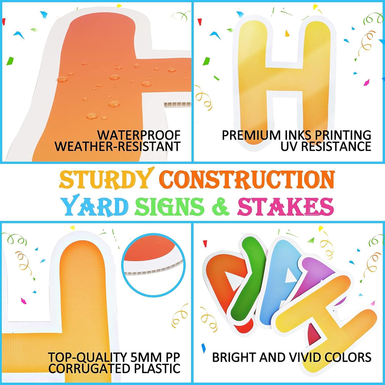 Birthday Yard Sign – 15” Large Colorful Happy Birthday Yard Sign for Birthday Decorations, Party Decorations, Durable & Weather-Resistant Yard Decorations, Happy Birthday Yard Sign with Stakes : Patio, Lawn & Garden