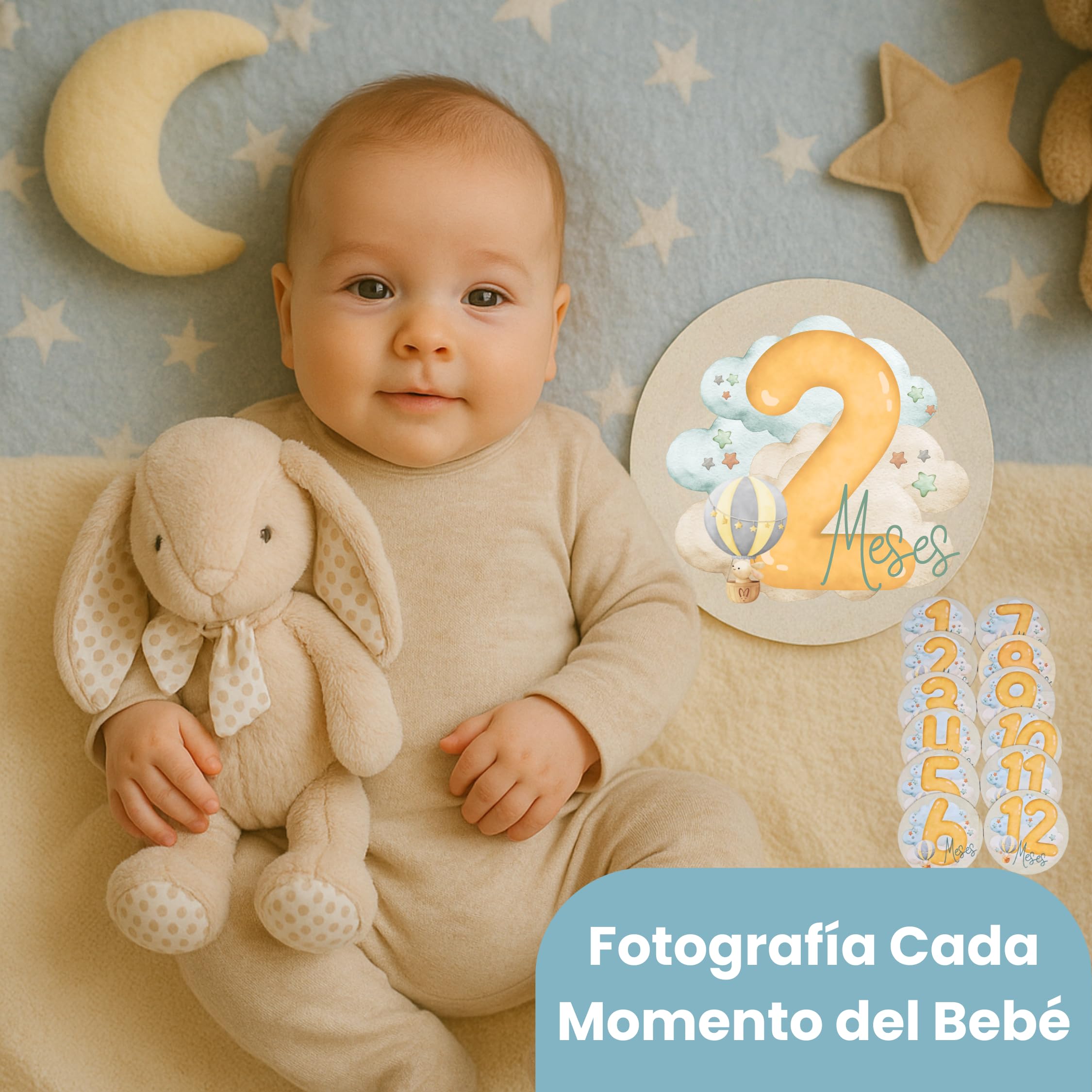 Cesta Bebé Recién Nacido Niña Rabbits Deluxe (Rosa) | Canastilla con peluche conejito, manta coralina, gasa bordada, chupete y pinza grabados, marco y discos de hitos