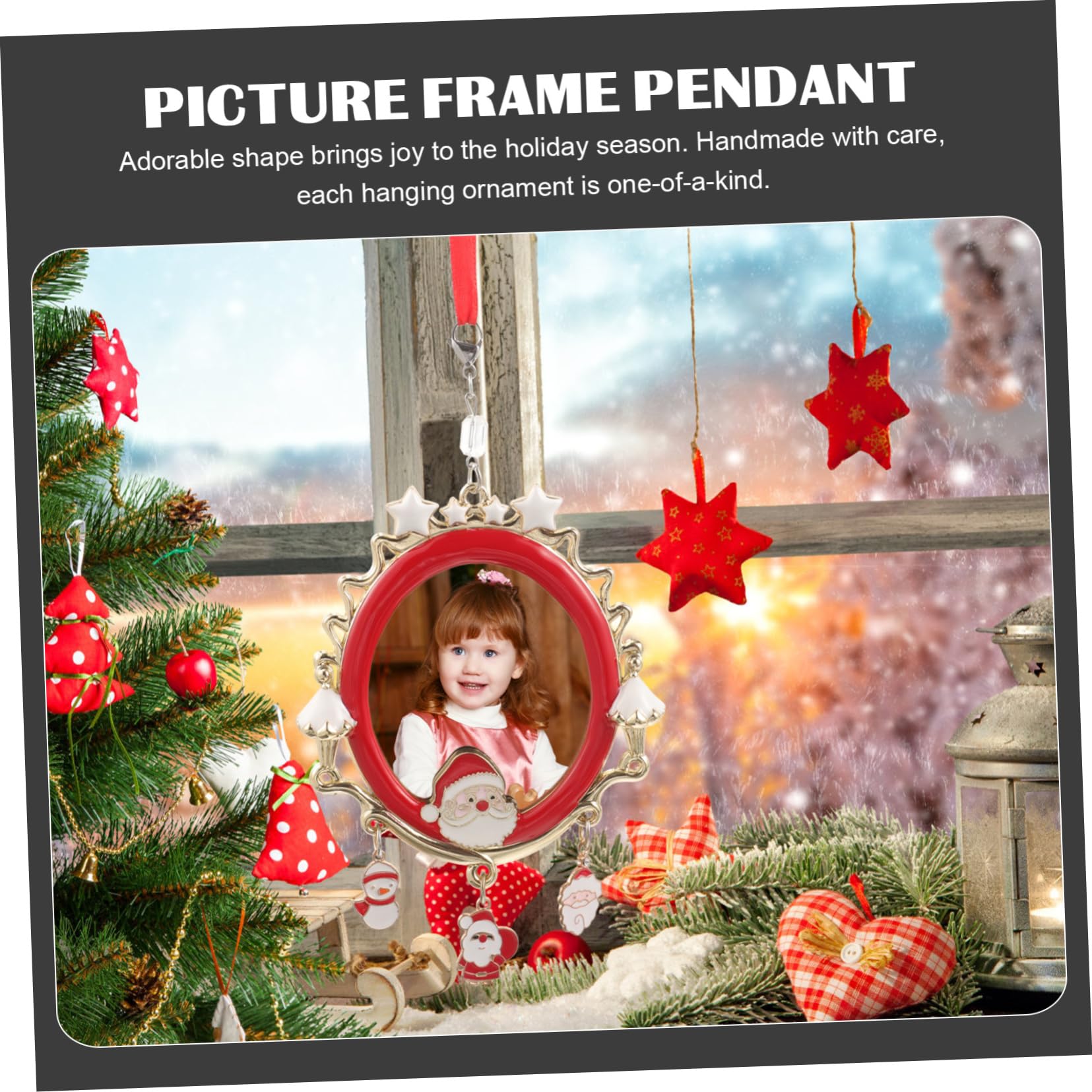 Gatuida Adorno Colgante de Metal para Árbol de Navidad Forma de Copo y Foto Personalizada, Adorno Navideño para Fiestas Familiares