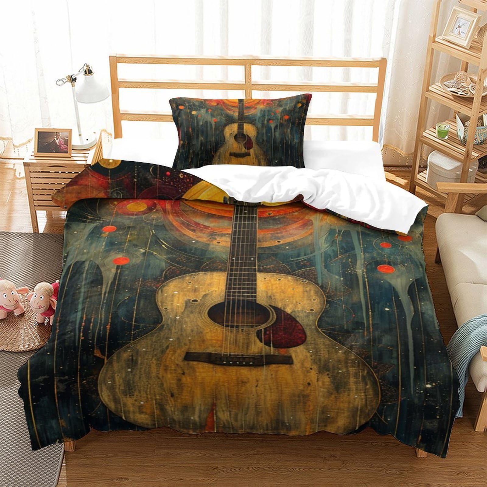 Housse de couette guitare 135x200 cm pour créer une ambiance rock et cosy dans sa chambre