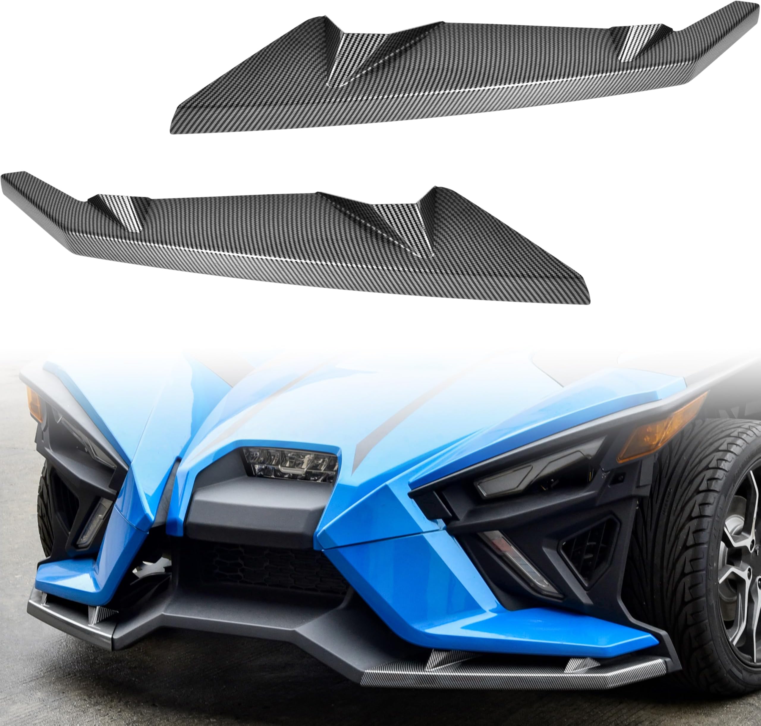 SAUTVS Front Wing Guards for Polaris Slingshot 2020-2024, Carbon Fiber Style Bumper Winglet Trim Protector for Polaris Slingshot 2015-2024 Accessories