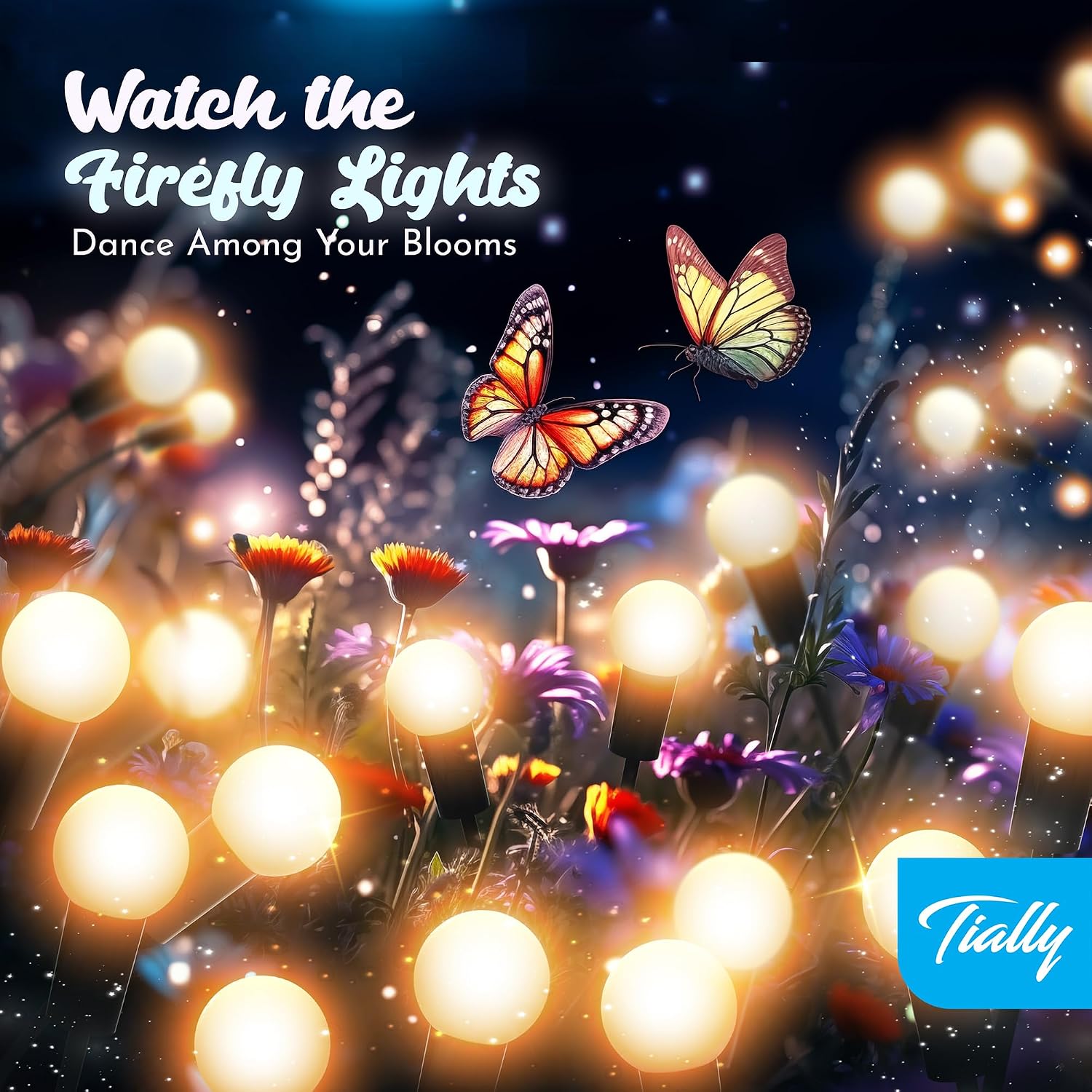 TIALLY 6 Pack Solar Garden Lights Firefly - Solar Fairfly Outdoor Waterproof, Swaying Fairy Garden Lights for Outside - Warm White LED Light