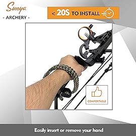 SUNYA Archery Bow Wrist Sling, 550 Paracord Strap Comfortable on Hand.100% Full Grain Leather Yoke, Multiple Camo Colors.Fit Compound Bow Stabilizer & Recurve. (Army Camo 28)