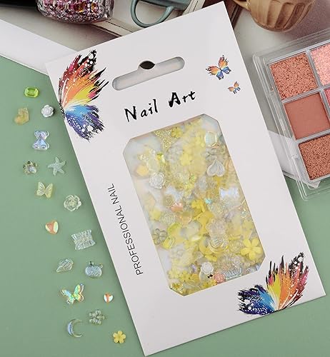 Miniatura 3 de editTime 100 dijes 3D para arte de uñas de resina margarita rosa mariposa lazo luna corazón oso para manicura manualidades joyería accesorios de