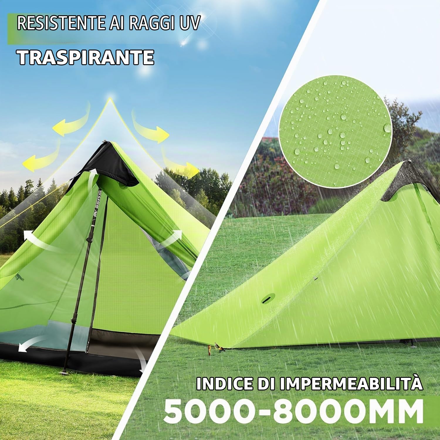 Nuovo LanShan Outdoor Ultralight Tenda da campeggio 1Persone / 2 persone Mesh Tent Shelter -Perfetto per il campeggio, Backpacking e Thru-Hikes