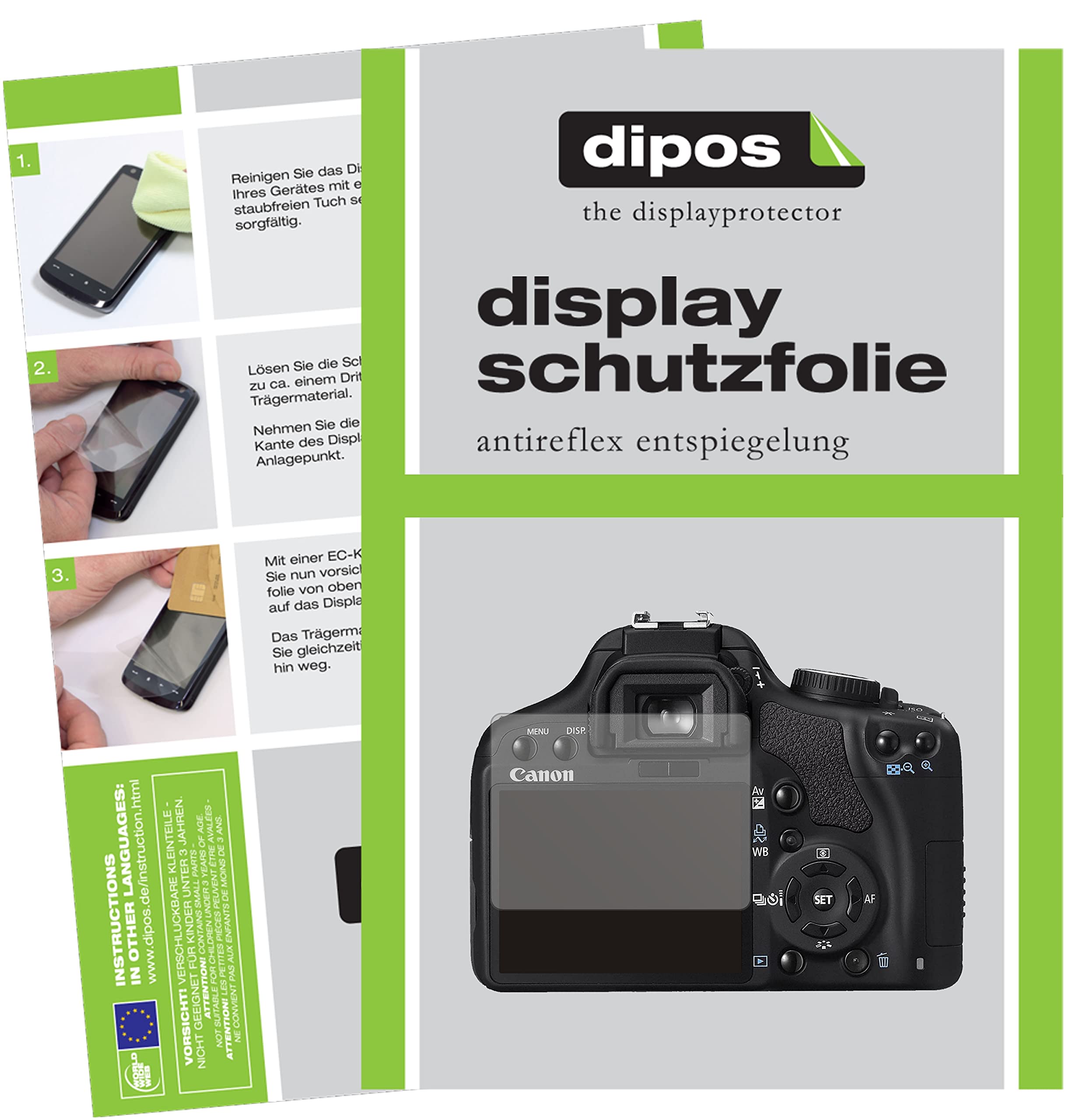 Dipos Pellicola Protettiva Antiriflesso Per Canon EOS 20D – Taglio Laser, Opaca, Anti-impronta