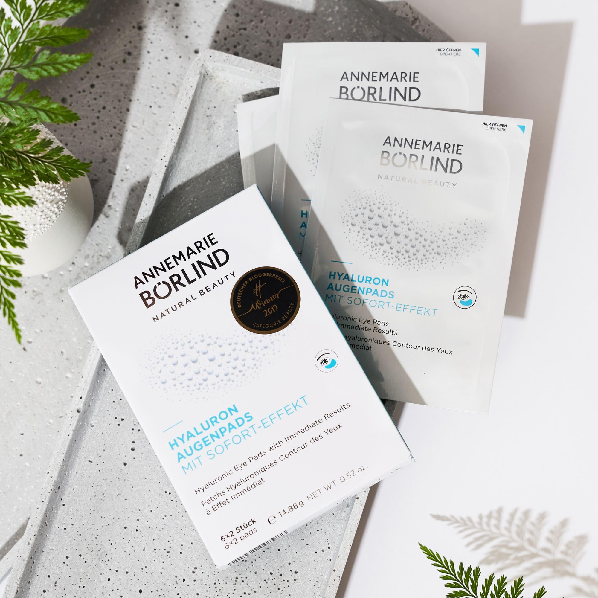 ANNEMARIE BÖRLIND AUGEN & LIPPENPFLEGE Hyaluron Augenpads mit Sofort-Effekt (6 x 2 Stk.) - Eye Patches, Augenpads Gegen Augenringe, Fältchen & Linien, Mit Hyaluron, Glättend & Kühlend, Vegan