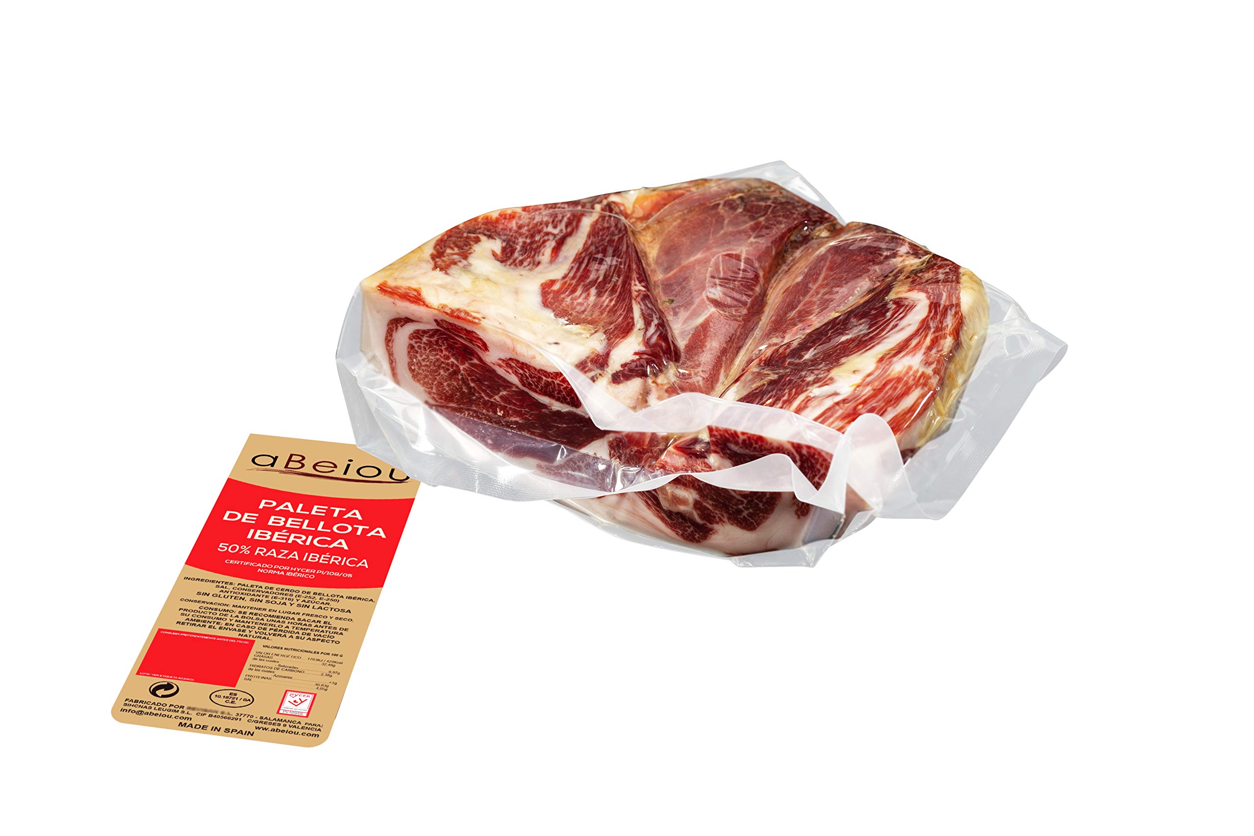 Prosciutto Iberico (Spalla) Ghianda Crudo Disossato 1 kg — Stagionatura +30 Mesi — Cert. Hycer — Guijuelo Spagnolo — Paleta Ibérica de Bellota — aBeiou