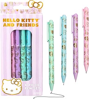 Horizon Group USA Hello Kitty & Friends 4-Piece Pen Set, My Melody, Kuromi, School and Office Supplies, Stationery
