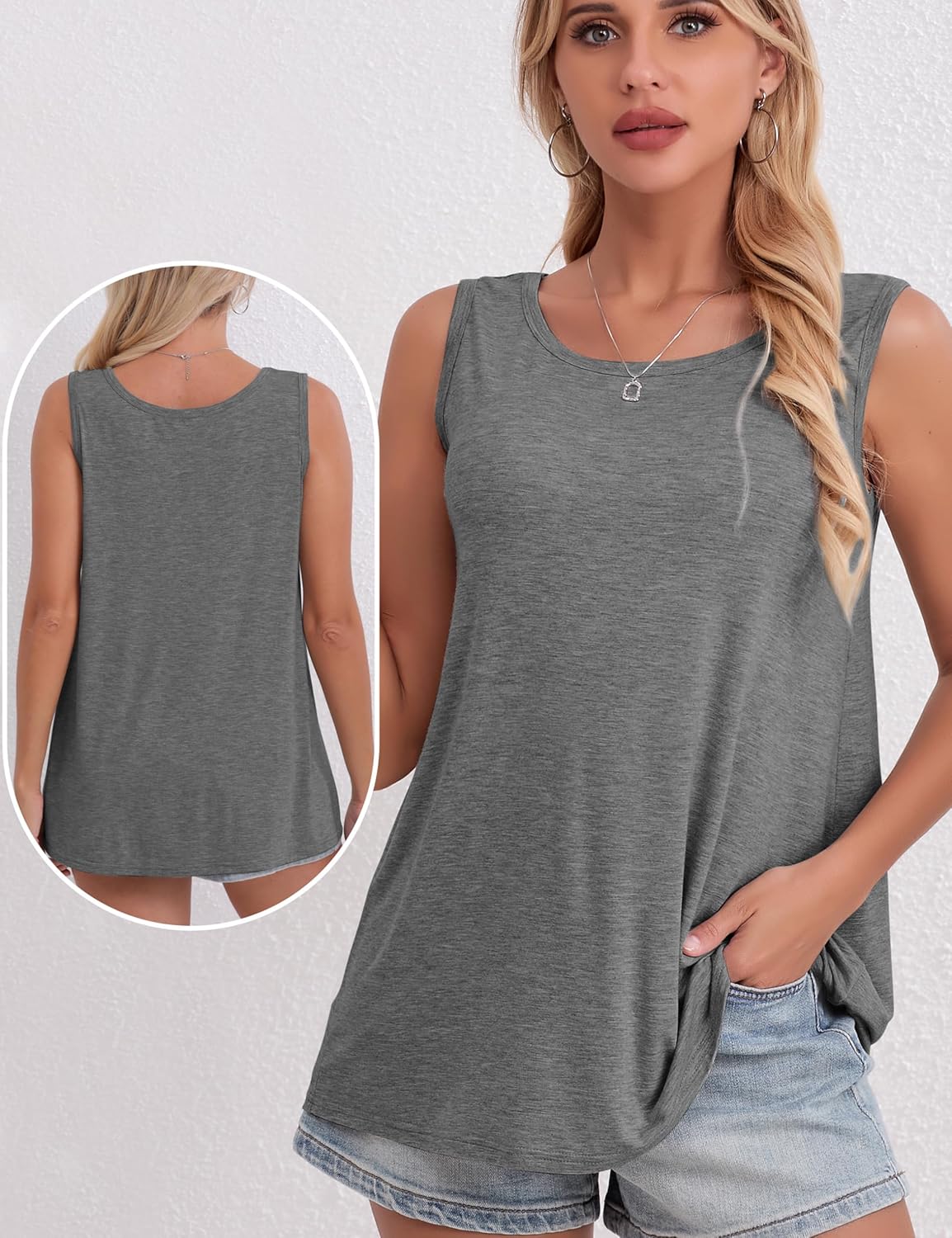 BQTQ 3 Pack Womens Tank Tops Loose Fit Summer Scoop Neck Tops Sleeveless Shirts - Image 4